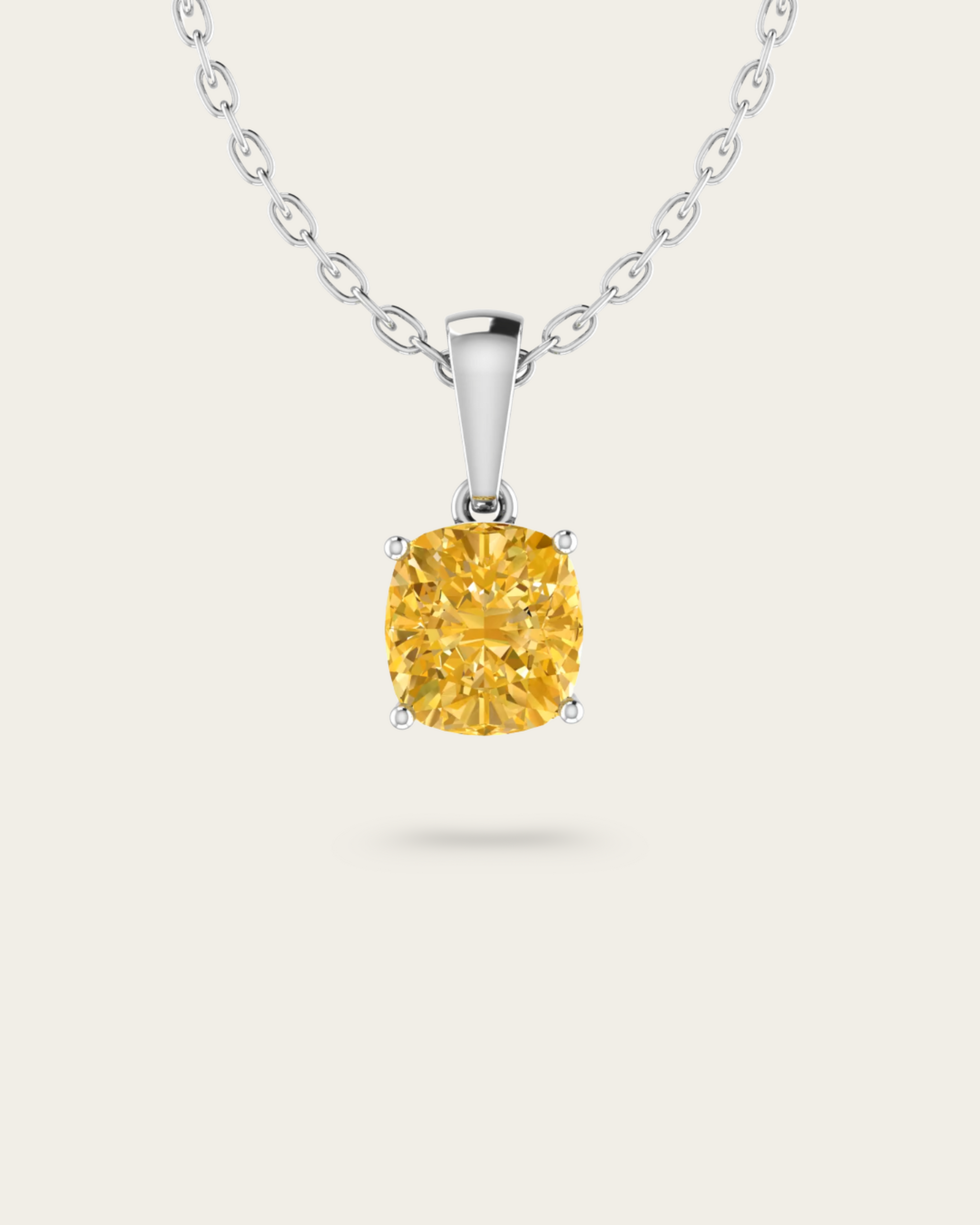 Cushion fancy vivid Yellow Stone Solitaire Style Pendant
