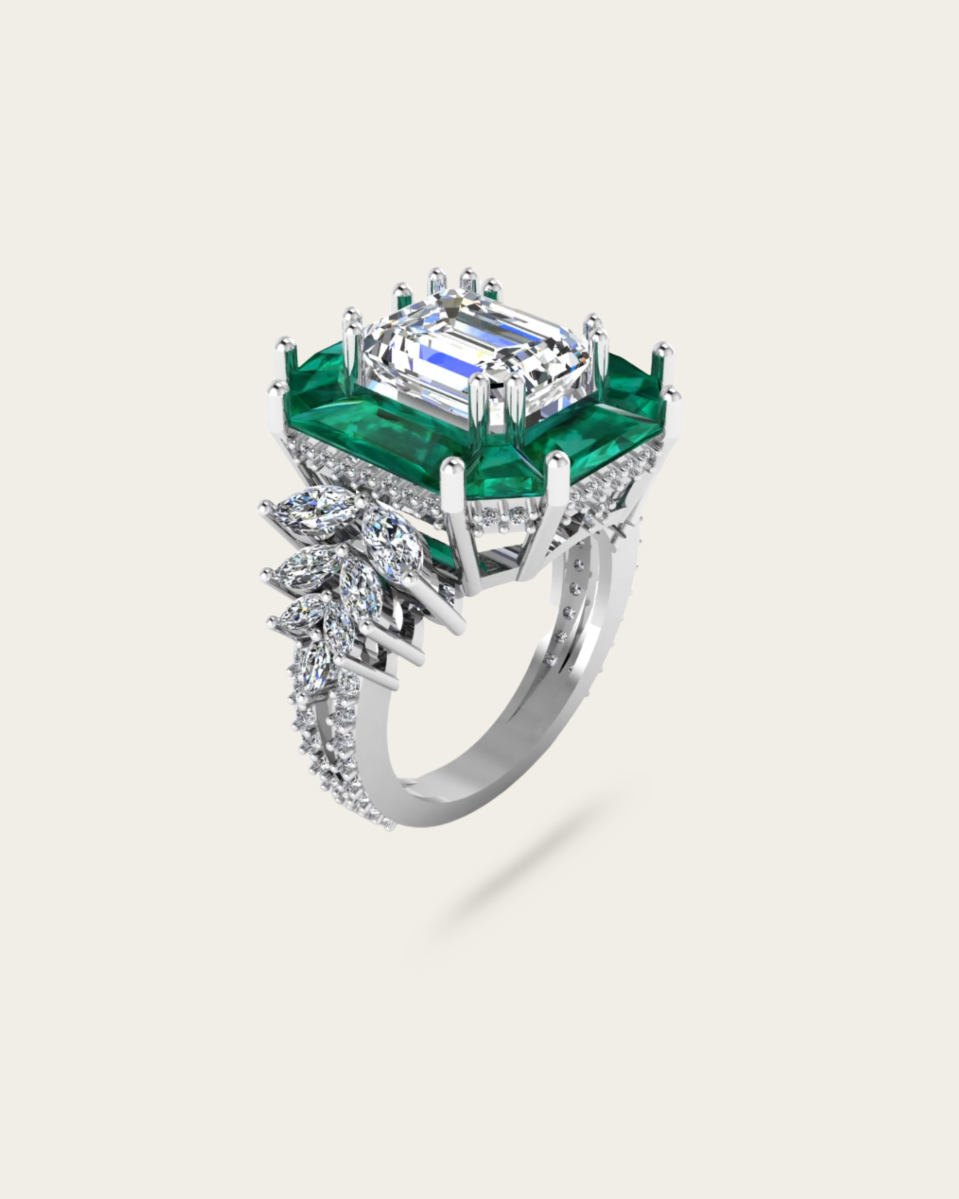 Emerald Cut Vintage Style Engagement Ring