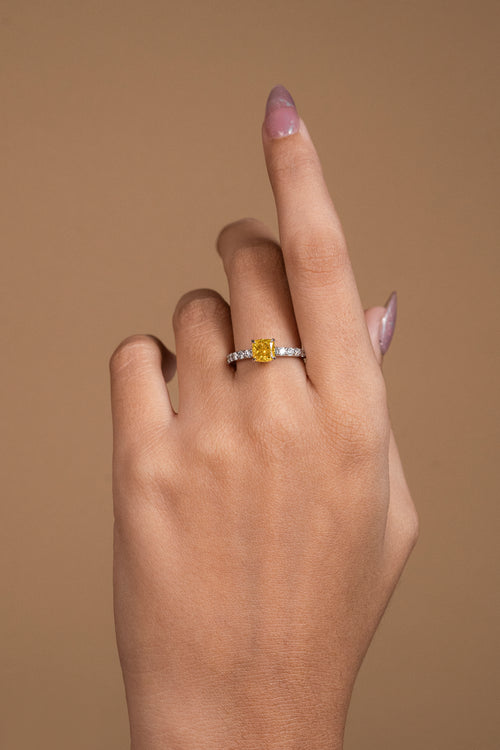Cushion Cut Pave Style Engagement Ring