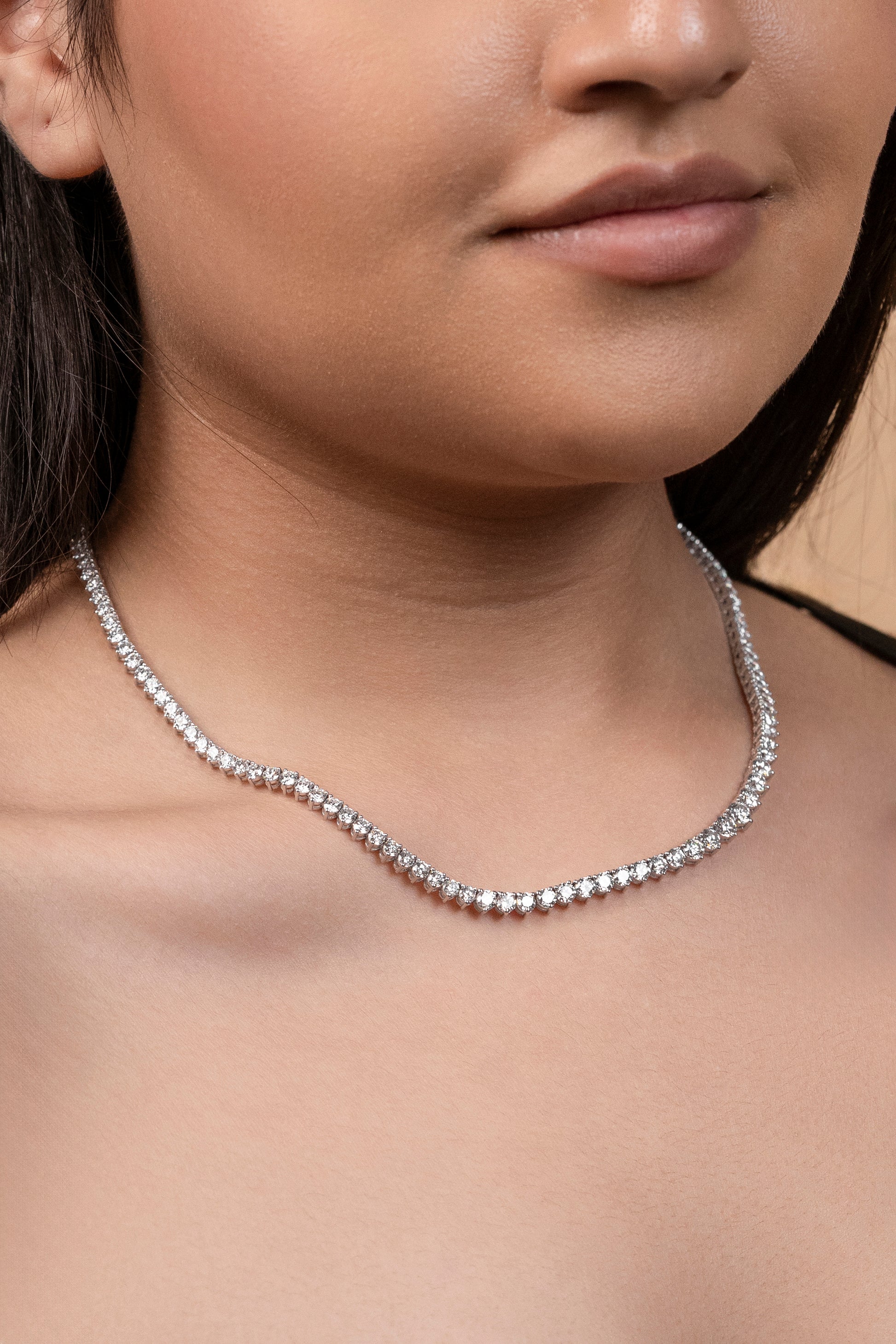 Round Cut Tennis Style Necklace