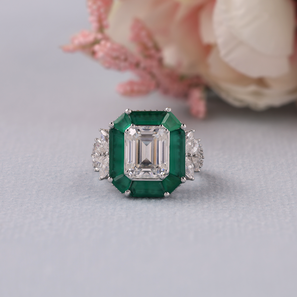 Emerald Cut Vintage Style Engagement Ring