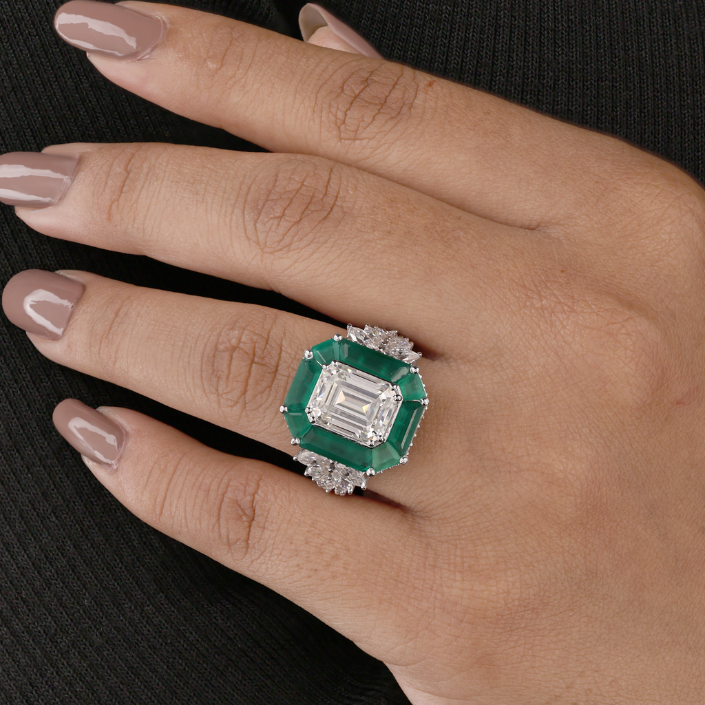 Emerald Cut Vintage Style Engagement Ring