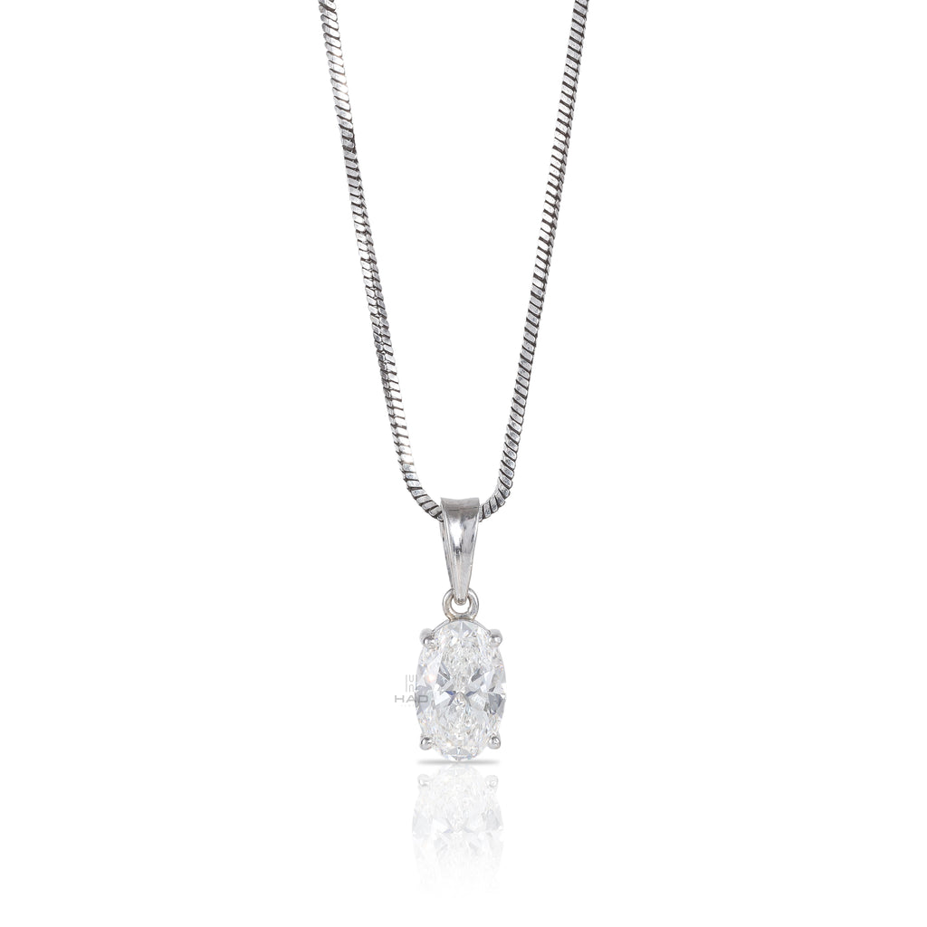 Oval Cut Lab Diamond Four Prong Solitaire Pendant