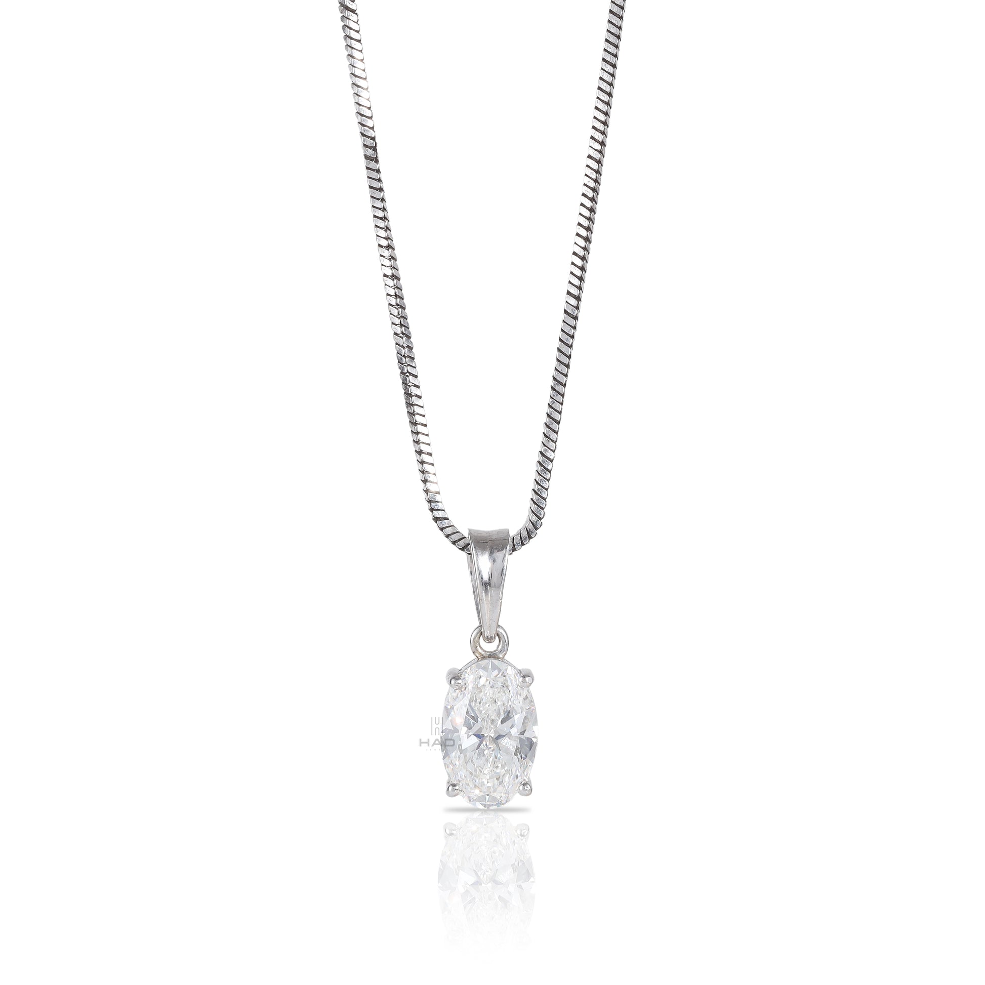 Oval Cut Lab Diamond Four Prong Solitaire Pendant