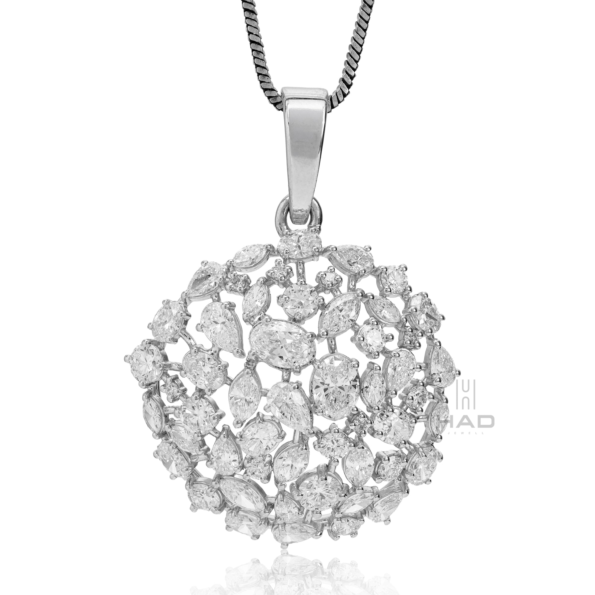Multi-Cut Lab Diamond Open Medallion Cluster Pendant Necklace