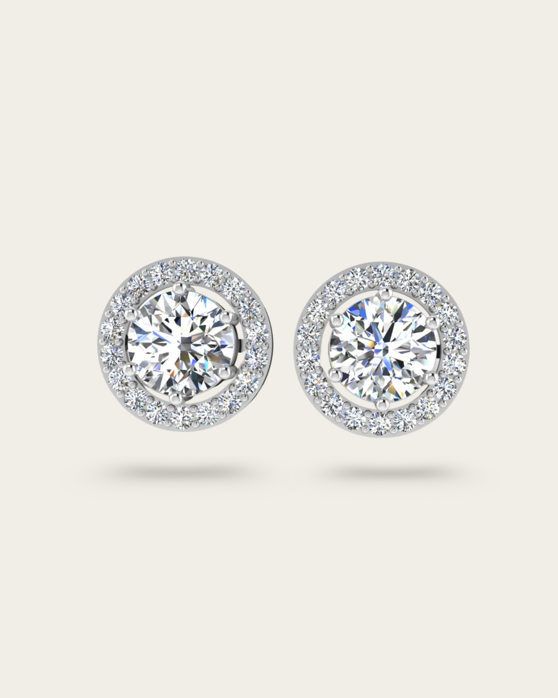 Round Cut Halo Style Earrings
