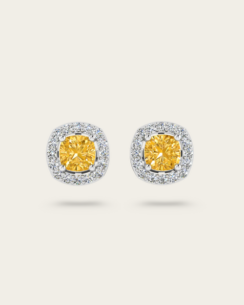 Cushion Cut Halo Style Earrings