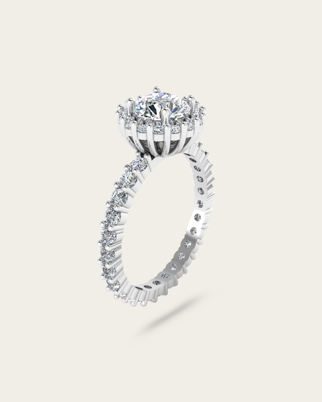 Round Cut Pave Style Engagement Ring