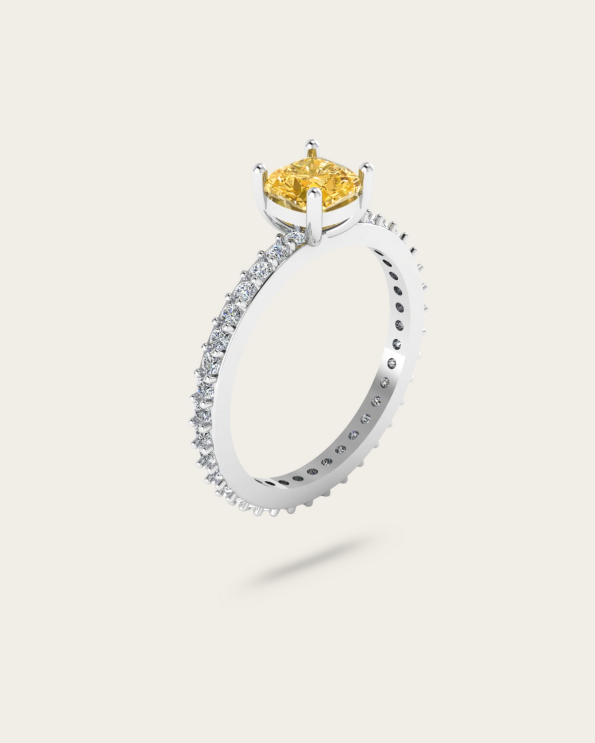 Cushion Cut Pave Style Engagement Ring