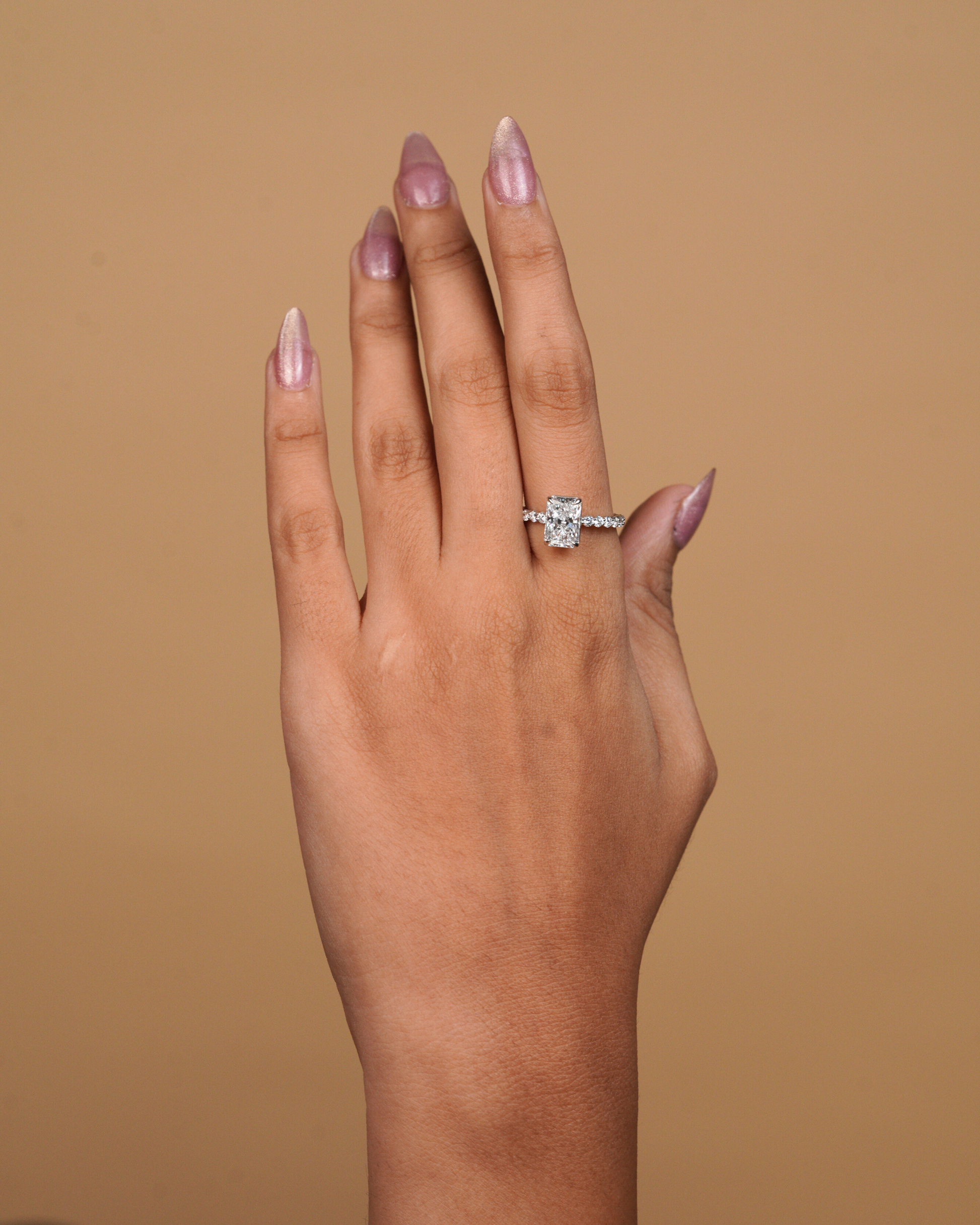 Radiant Cut Pave Style Engagement Ring
