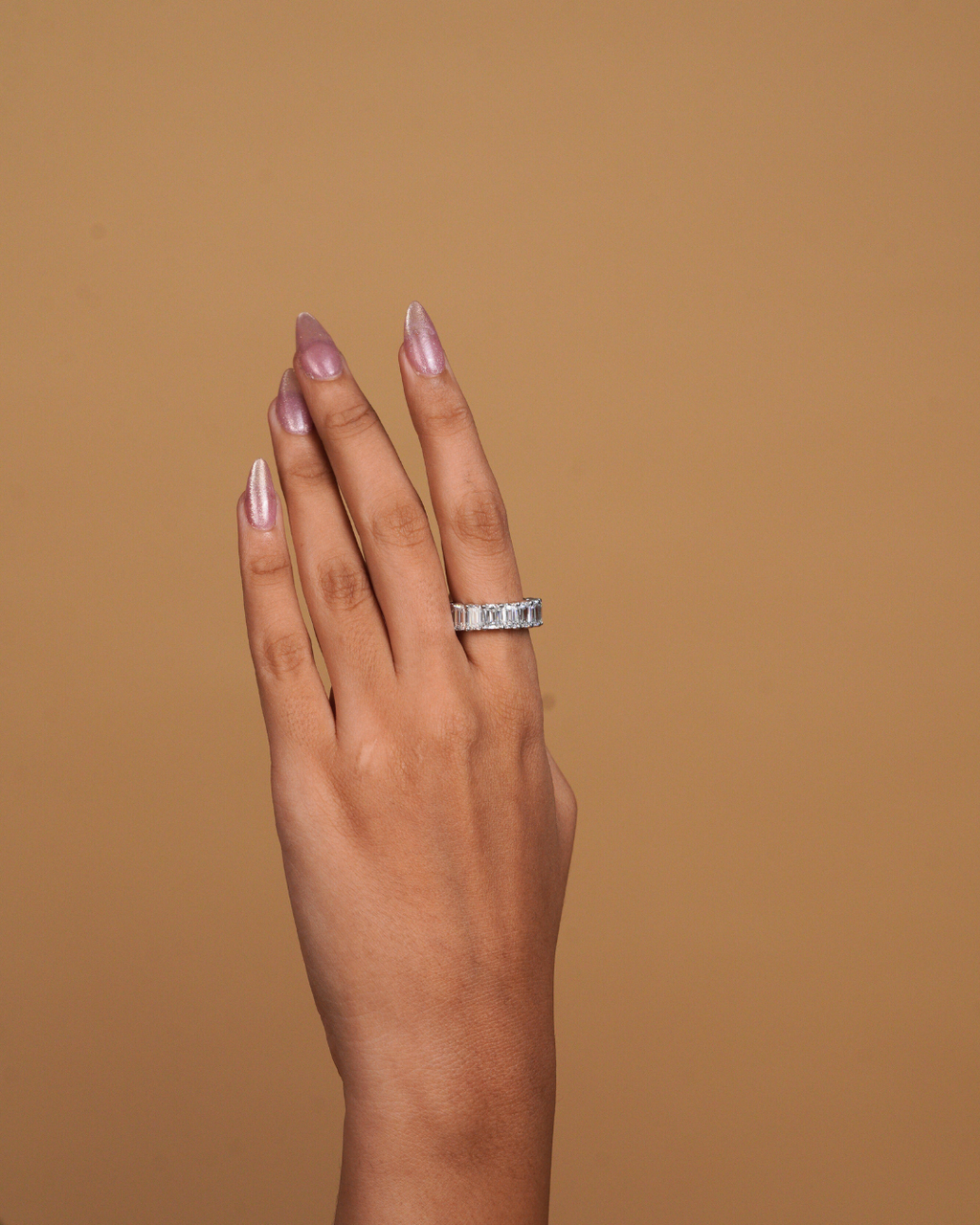 Emerald Cut Full Eternity Style Wedding Band