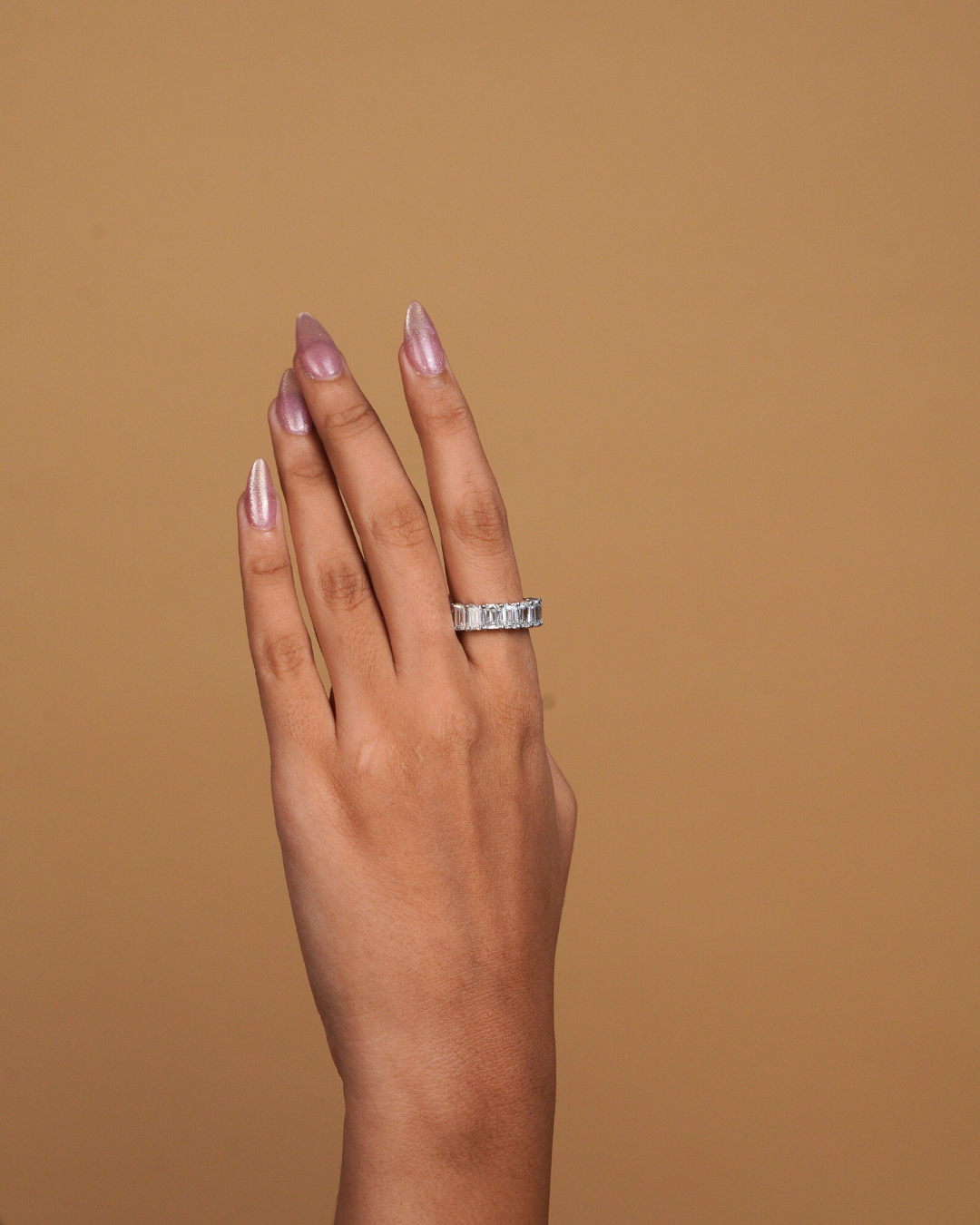 Emerald Cut Full Eternity Style Wedding Band