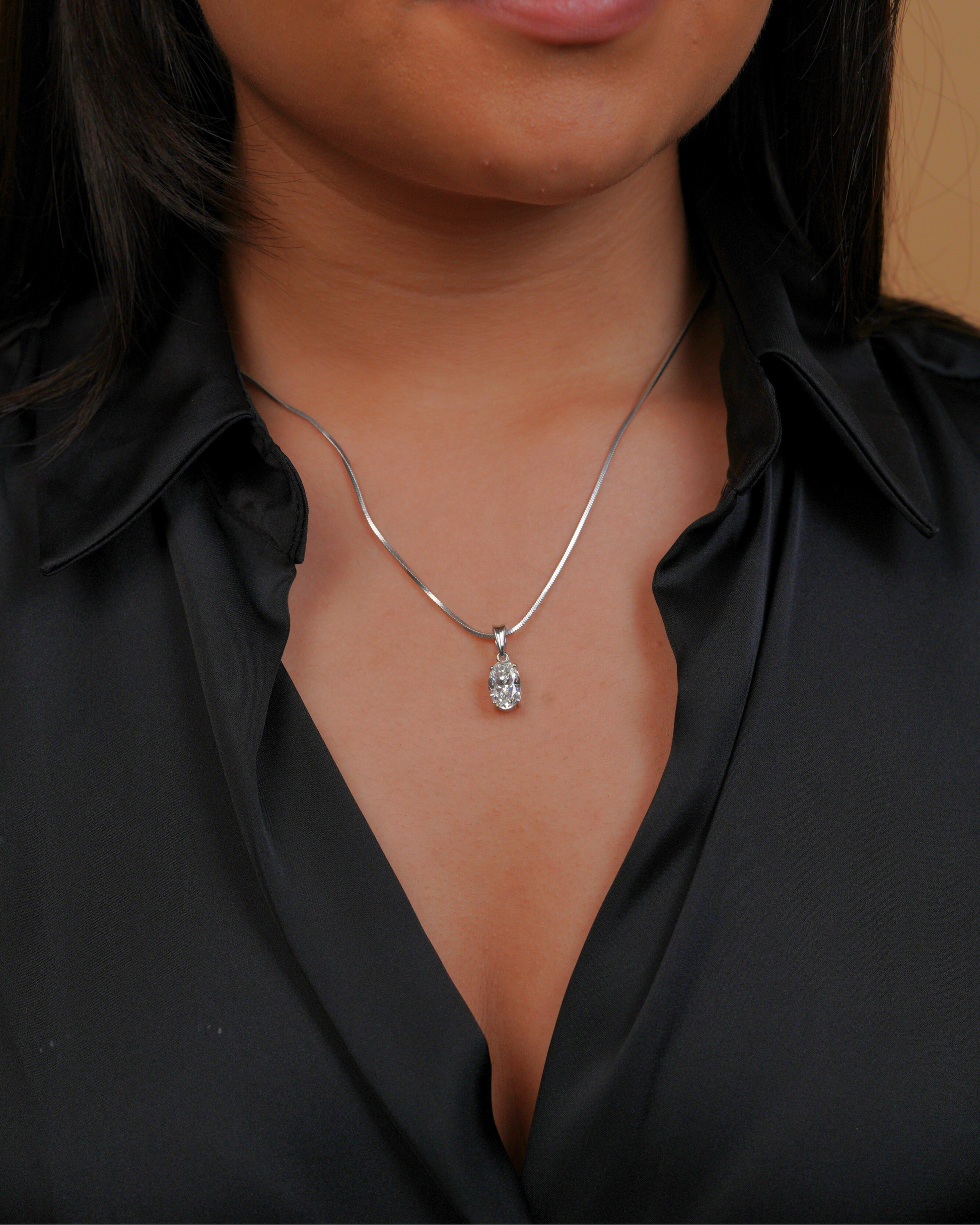 Oval Cut Solitaire Style Pendant