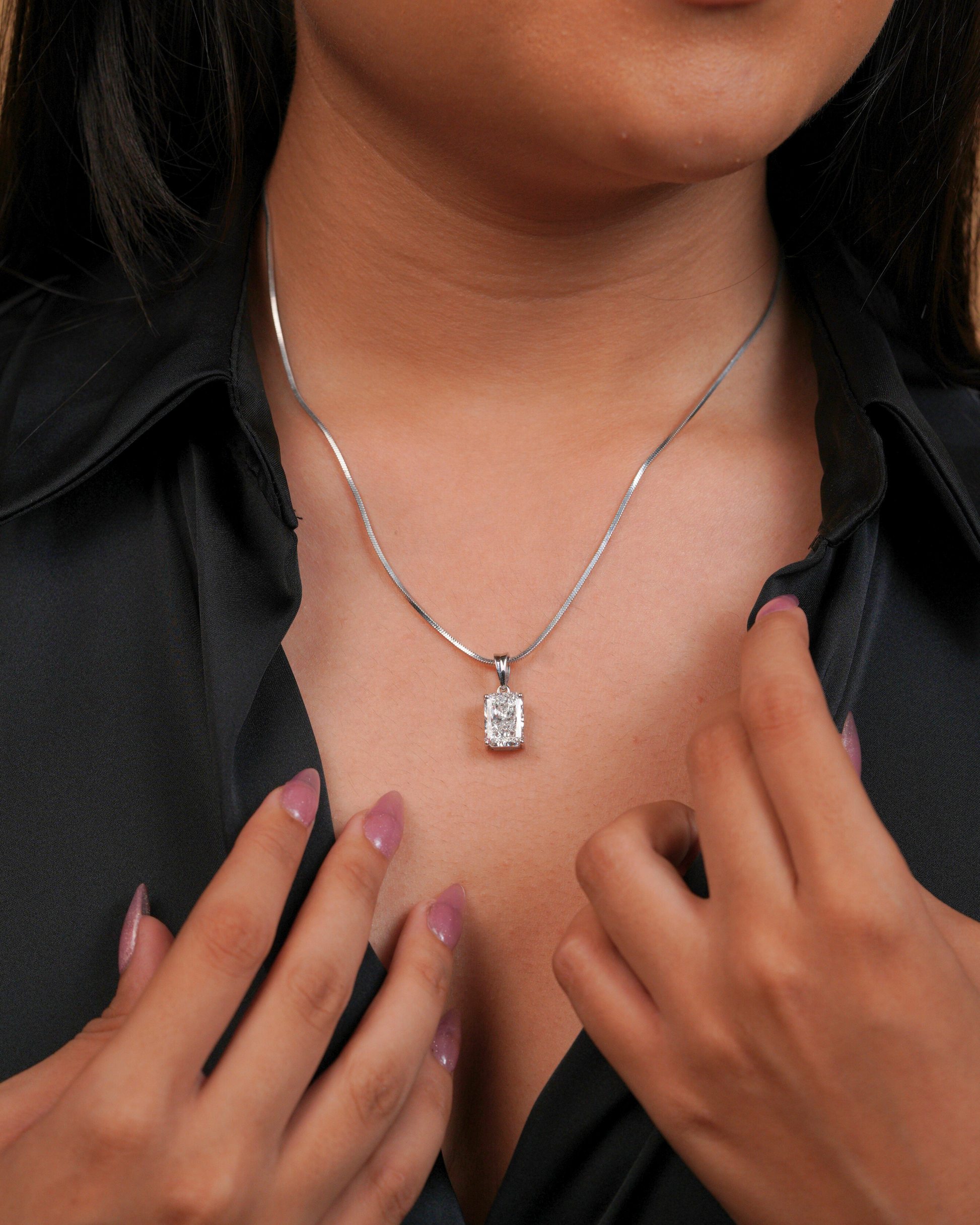 Radiant Cut Solitaire Style Pendant
