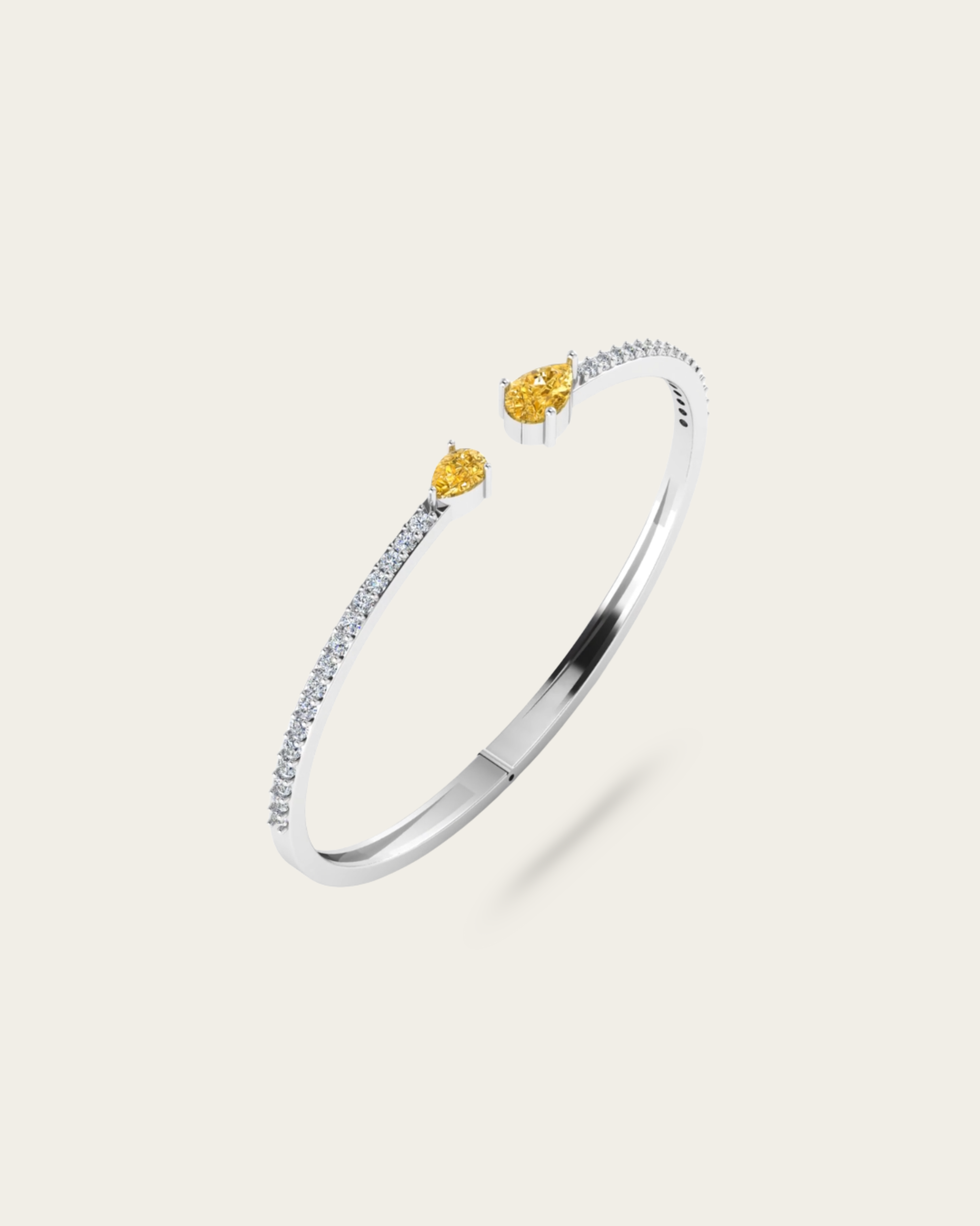 Round & Pear Cut Open Style Bracelet