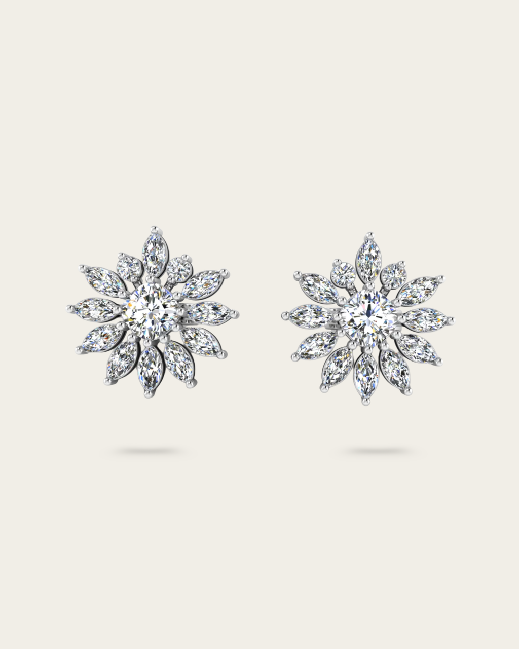 Marquise, Cushion & Round Flower Style Earrings