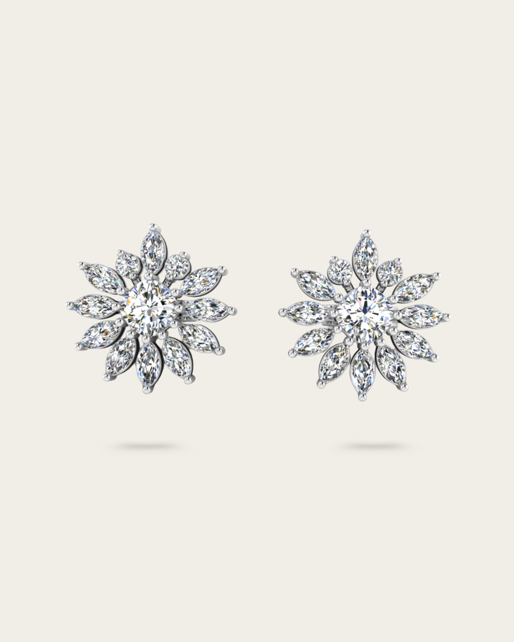 Marquise, Cushion & Round Flower Style Earrings
