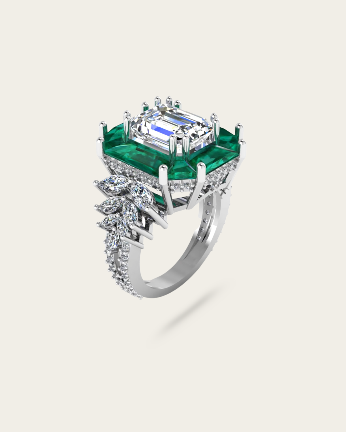 Emerald Cut Vintage Style Engagement Ring