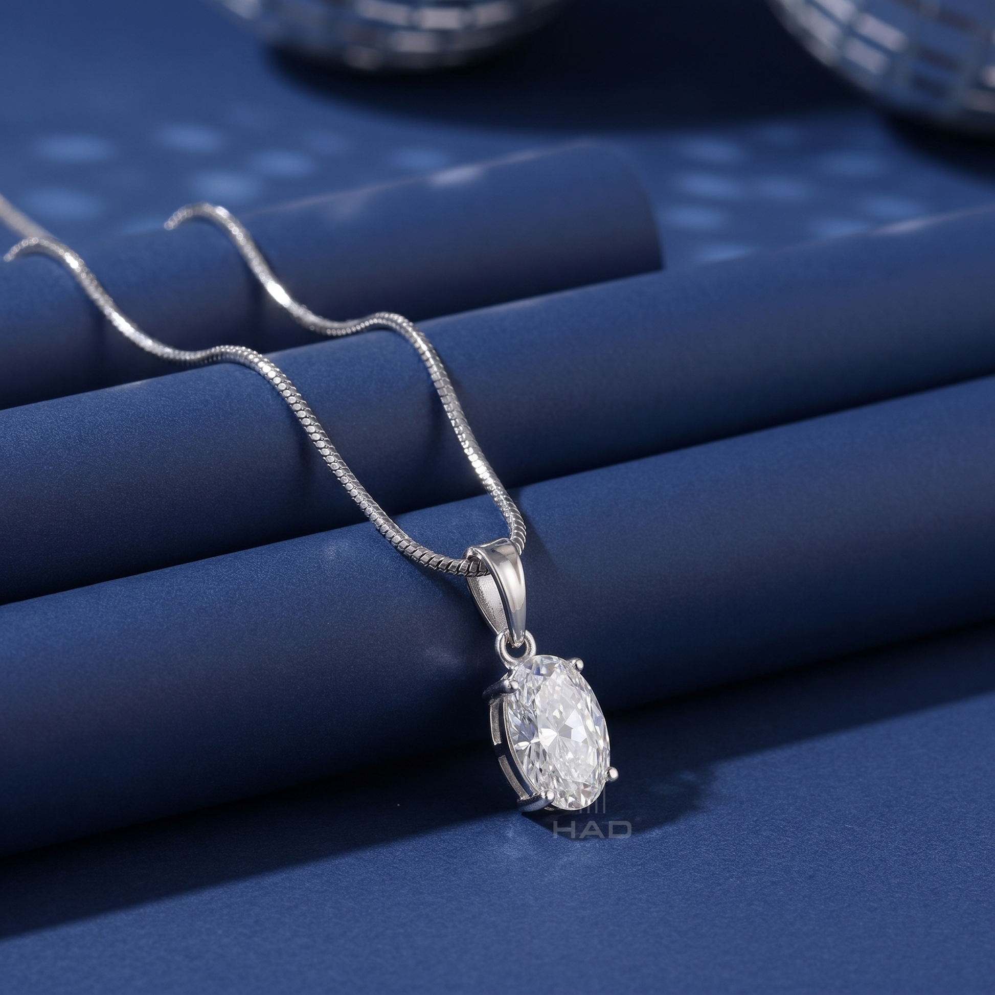 Oval Cut Lab Diamond Four Prong Solitaire Pendant