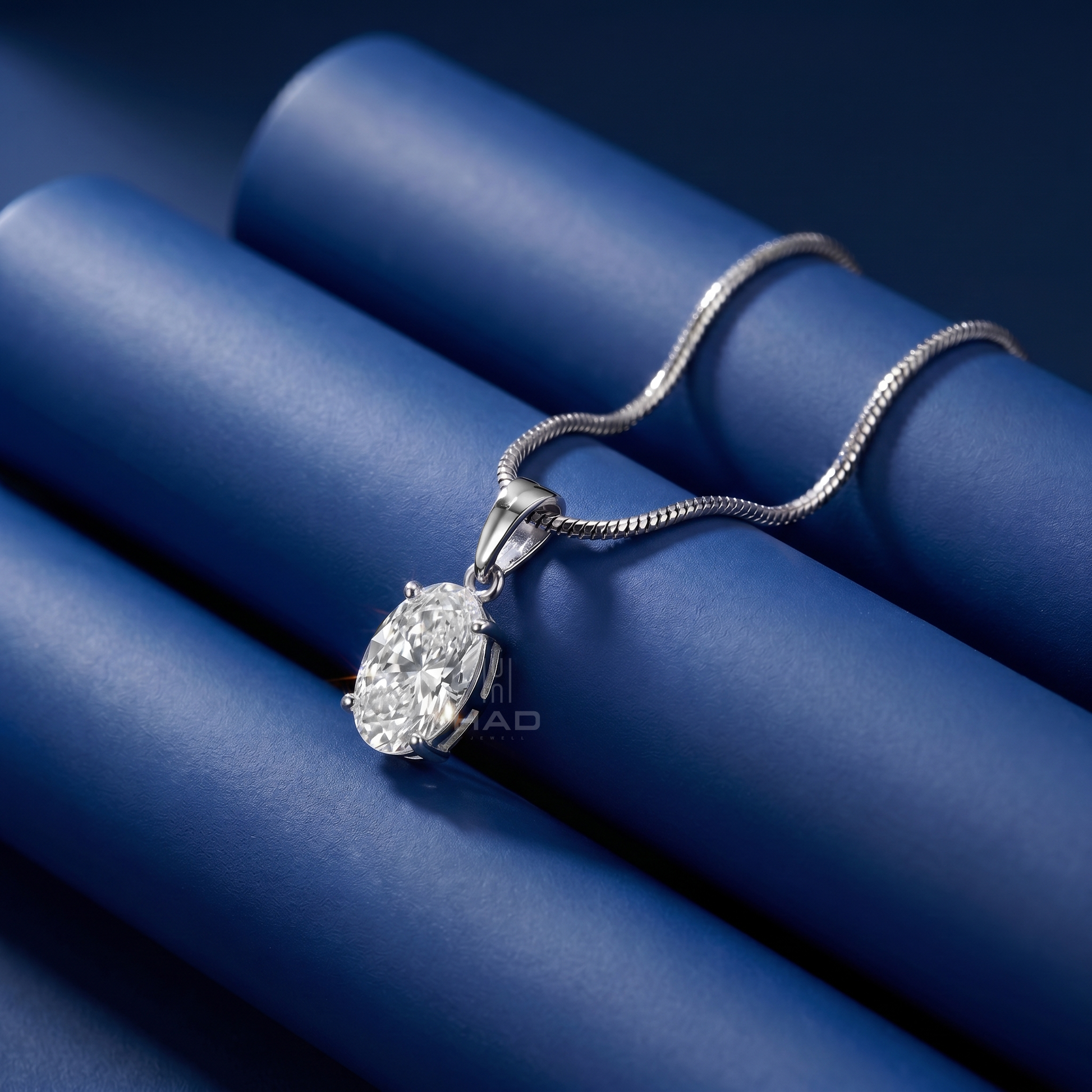 Oval Cut Lab Diamond Four Prong Solitaire Pendant