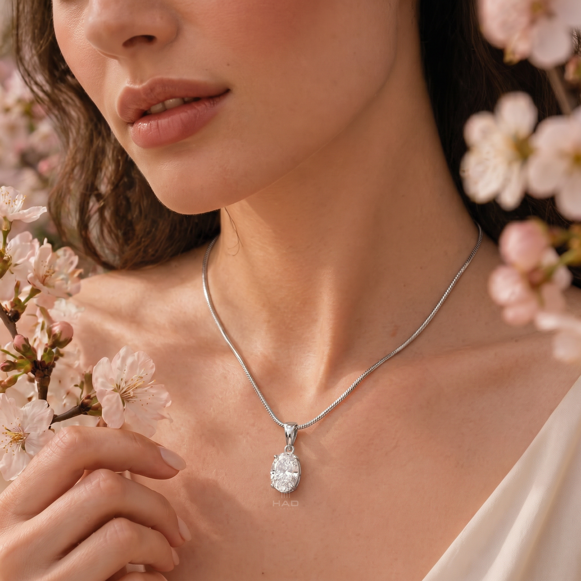 Oval Cut Lab Diamond Four Prong Solitaire Pendant