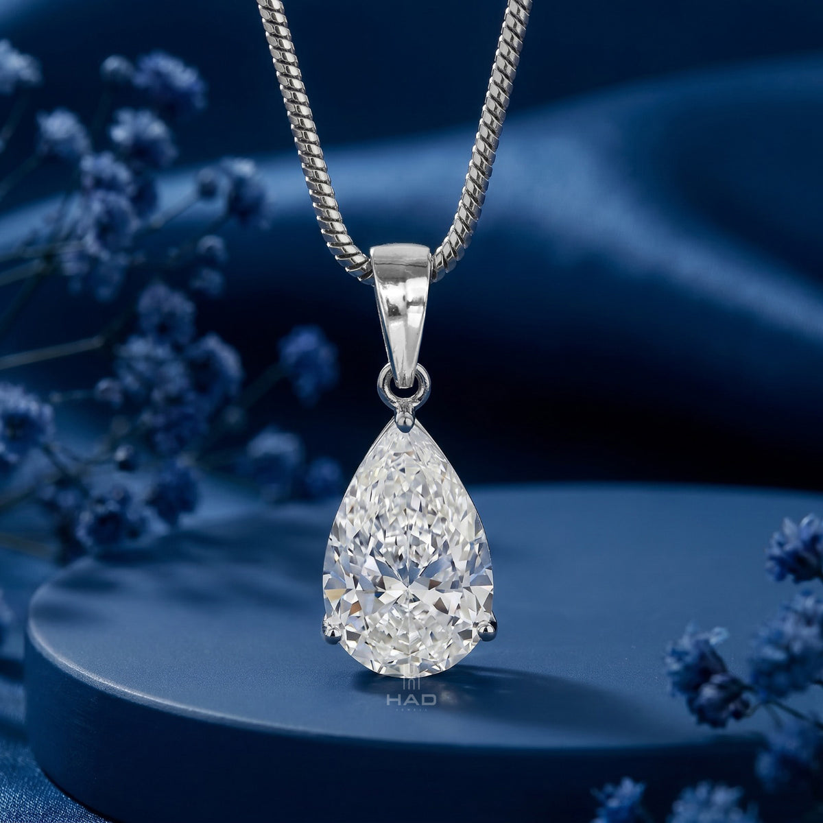 Pear Cut Lab Diamond Four Prong Solitaire Pendant