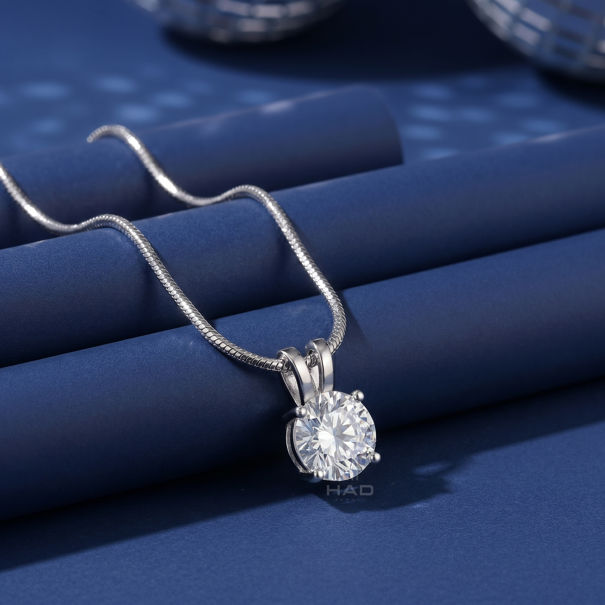 Round Brilliant Cut Lab Diamond Four Prong Solitaire Pendant Necklace