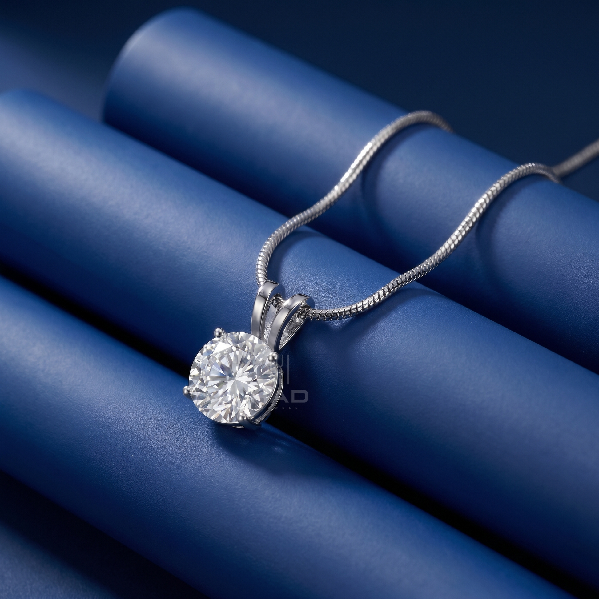 Round Brilliant Cut Lab Diamond Four Prong Solitaire Pendant Necklace