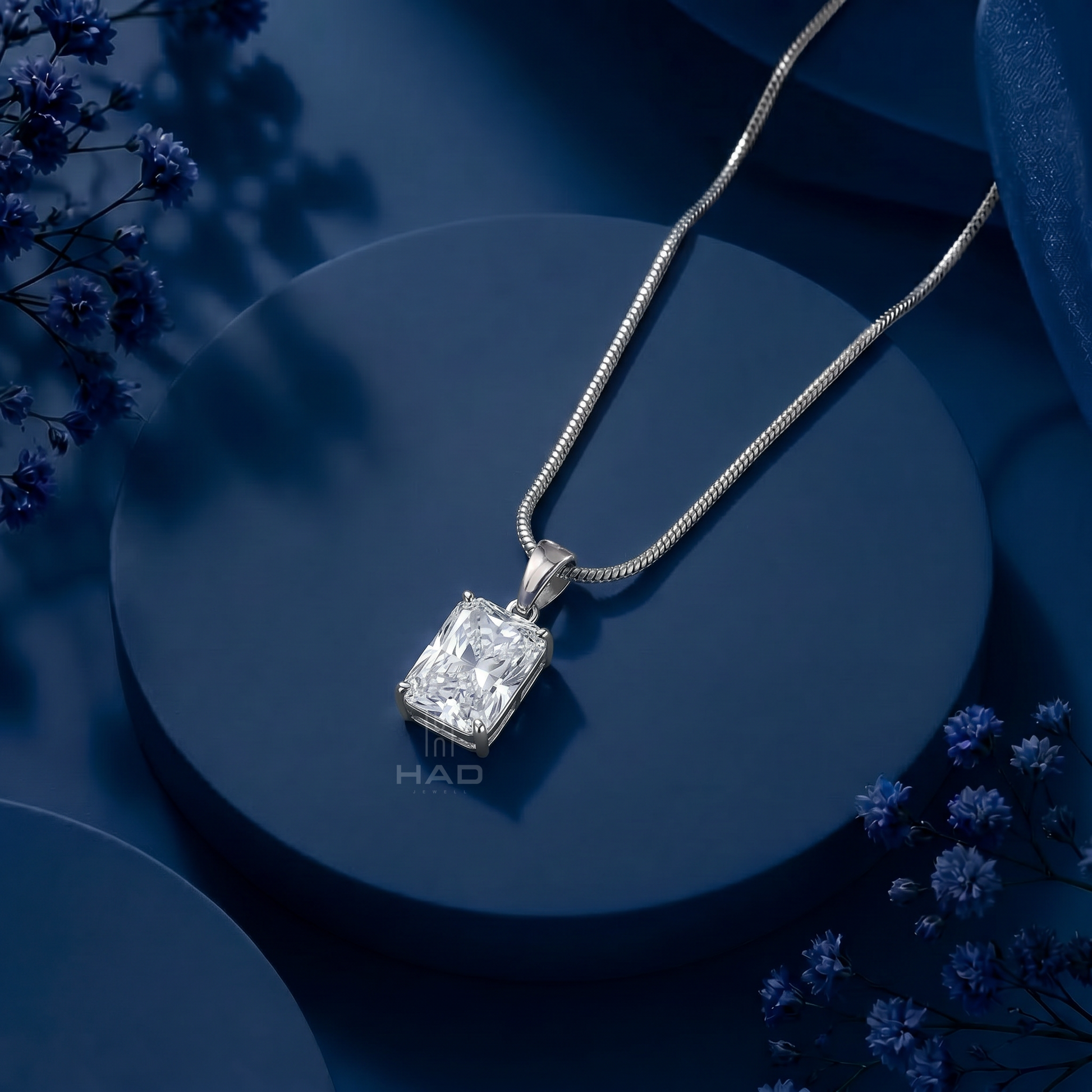 Radiant Cut Lab Diamond Four Prong Solitaire Pendant