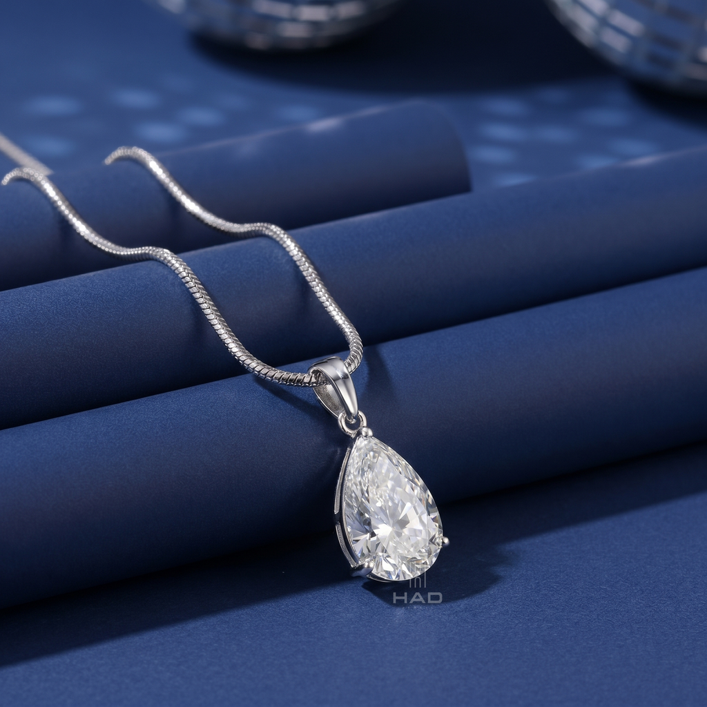 Pear Cut Lab Diamond Four Prong Solitaire Pendant