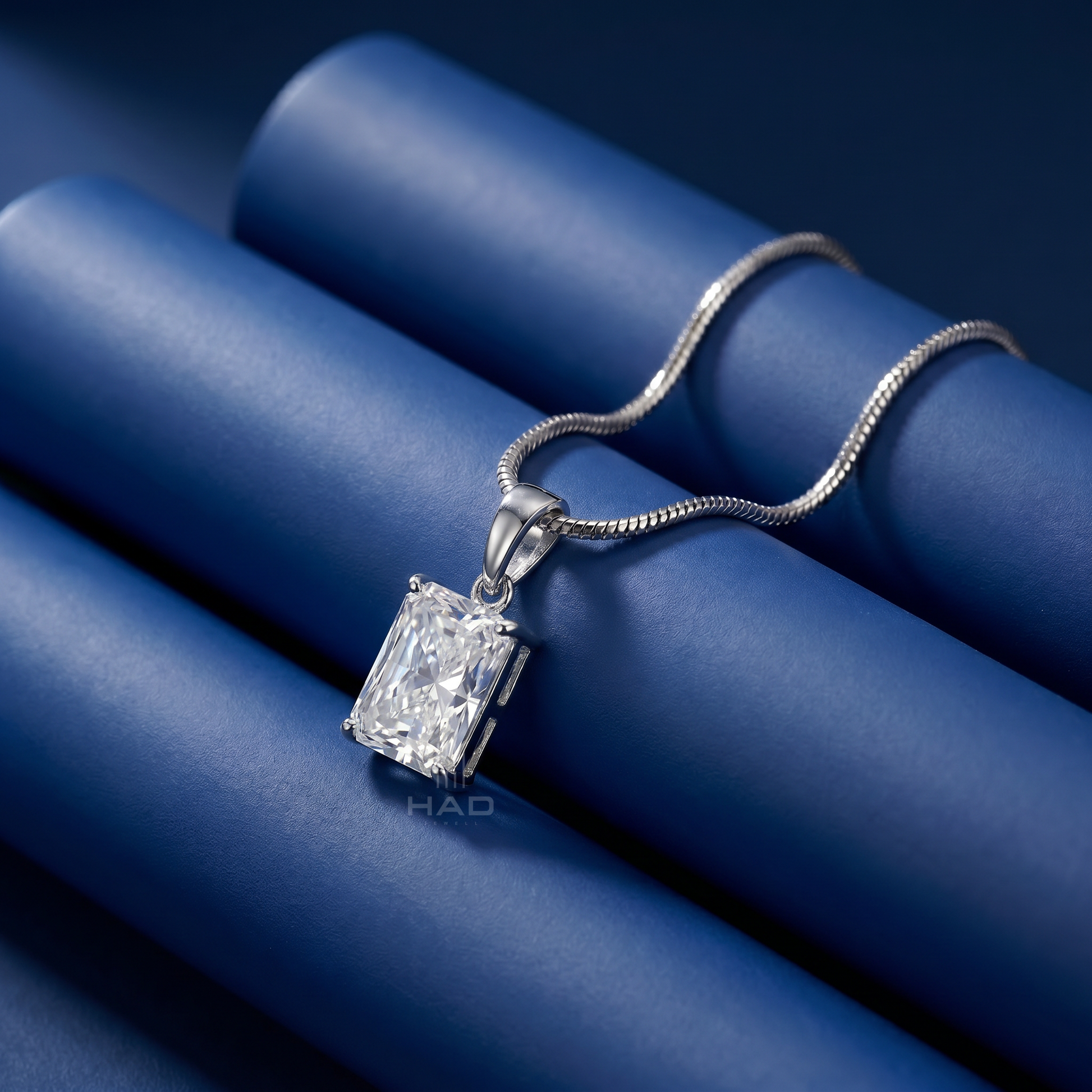 Radiant Cut Lab Diamond Four Prong Solitaire Pendant