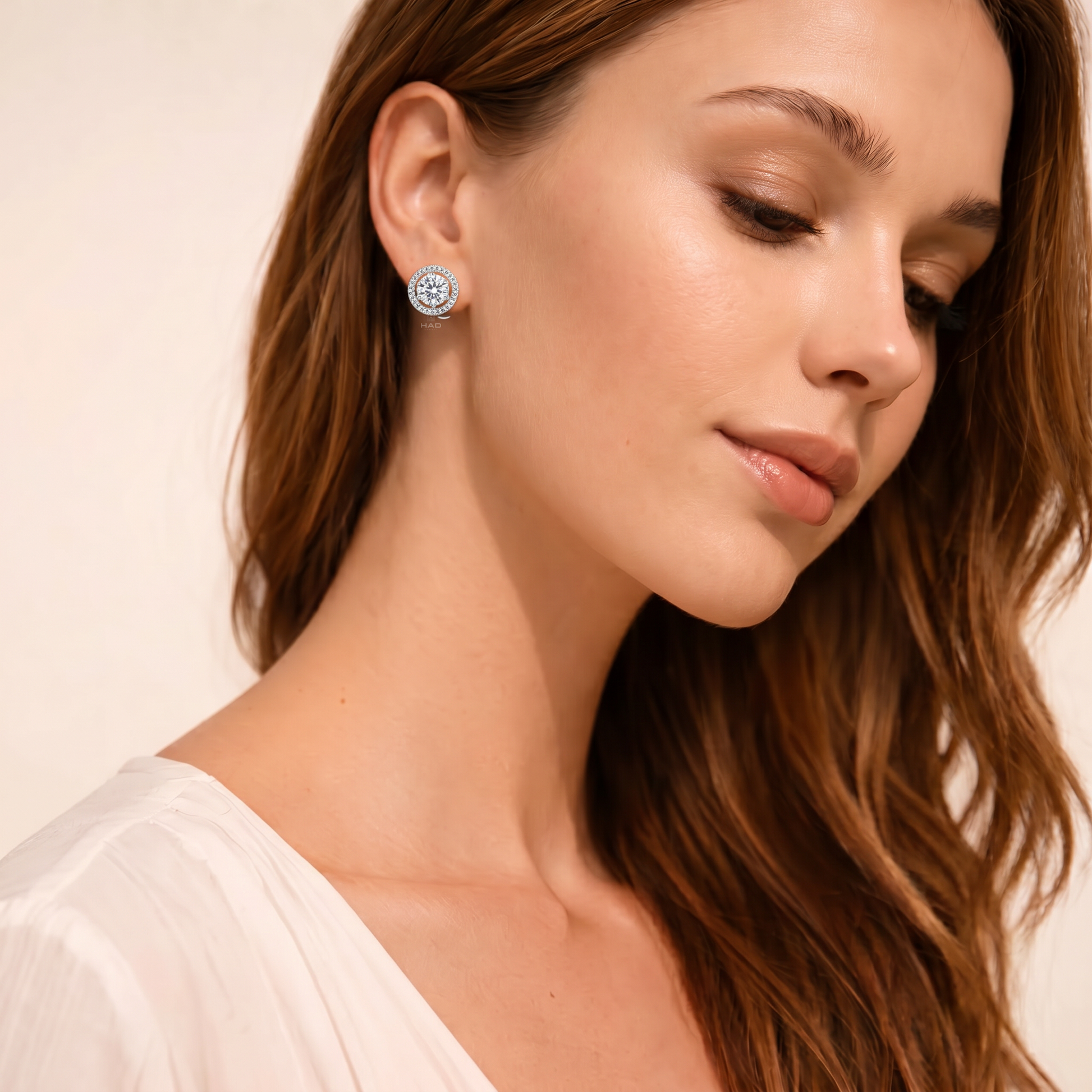 Round Brilliant Cut Lab Diamond Halo Stud Earrings