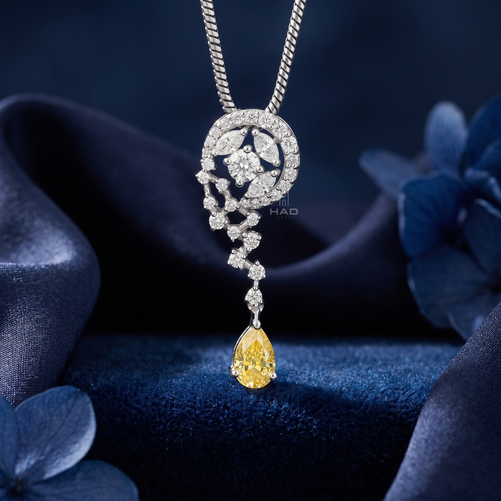 Yellow Pear Cut Lab Diamond