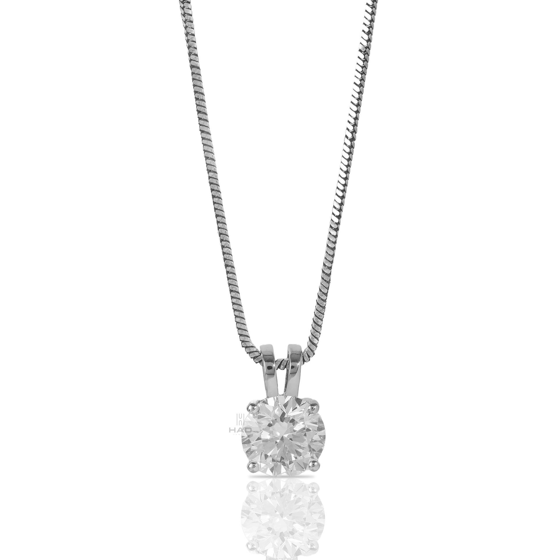 Round Brilliant Cut Lab Diamond Four Prong Solitaire Pendant Necklace