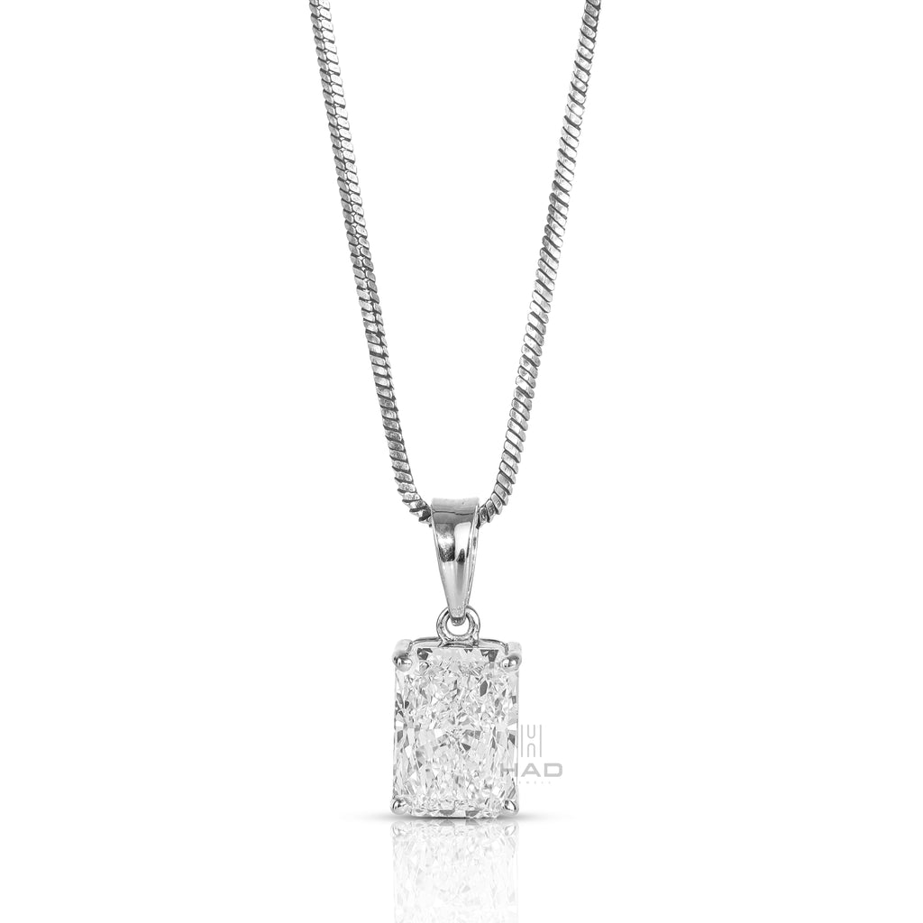Radiant Cut Lab Diamond Four Prong Solitaire Pendant