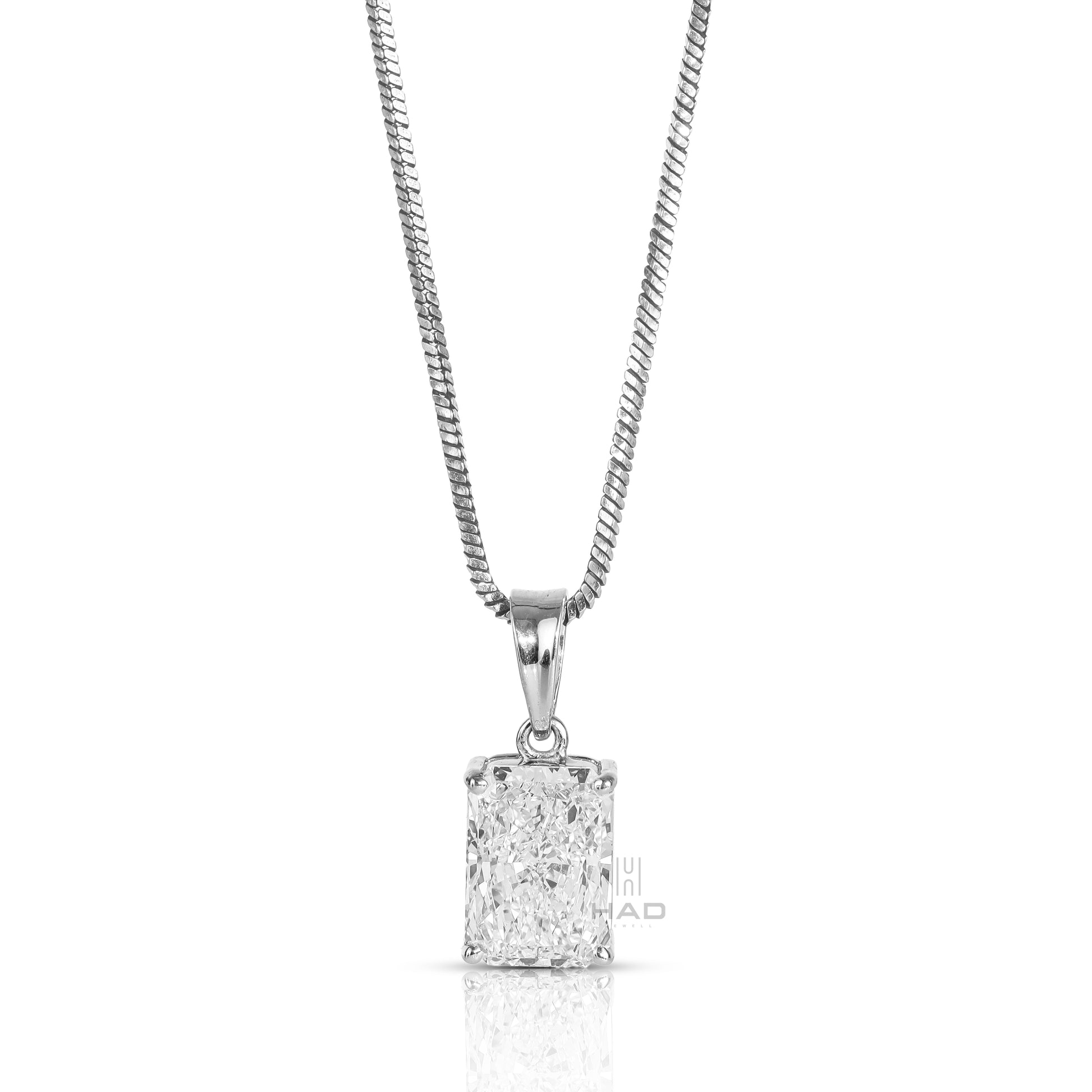 Radiant Cut Lab Diamond Four Prong Solitaire Pendant