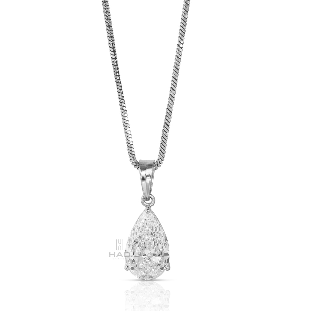 Pear Cut Lab Diamond Four Prong Solitaire Pendant