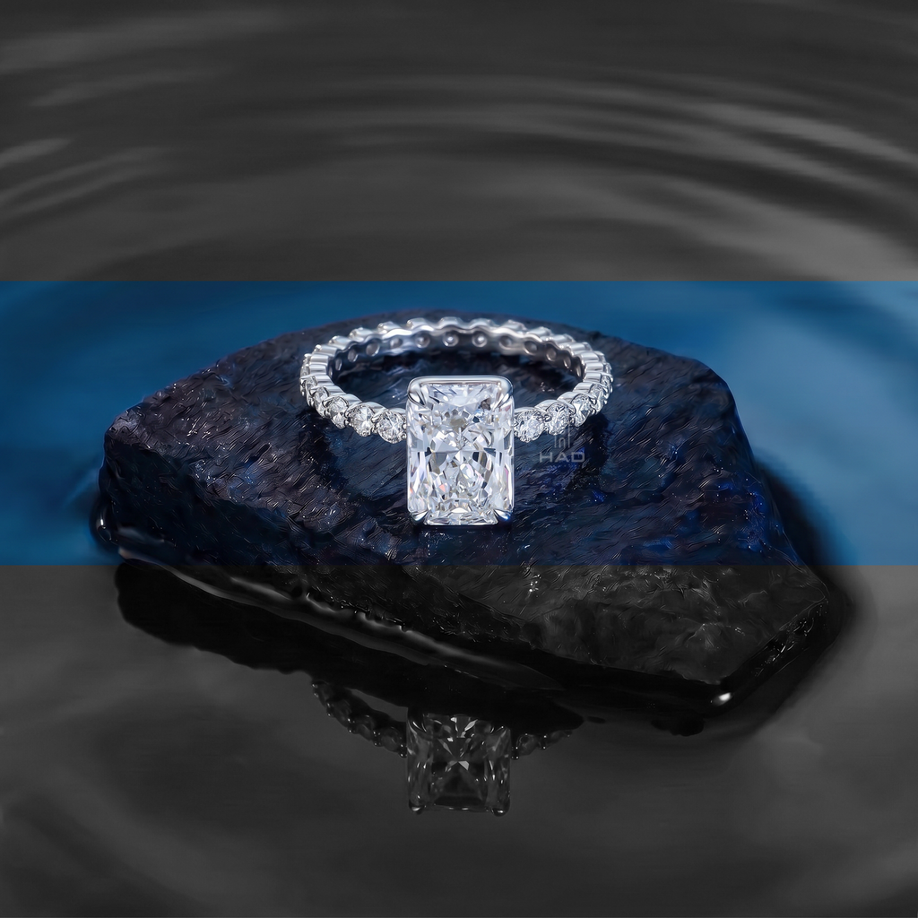 Radiant Cut Pave Style Engagement Ring