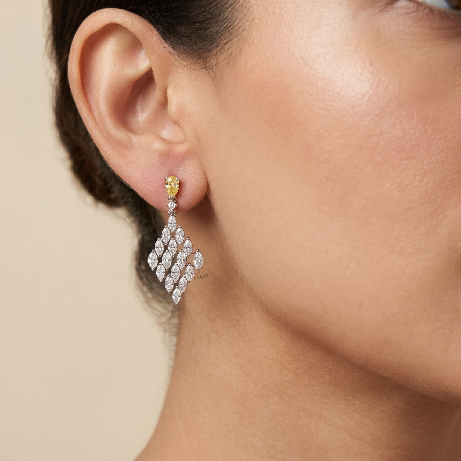 Yellow Pear Cut Lab Diamond