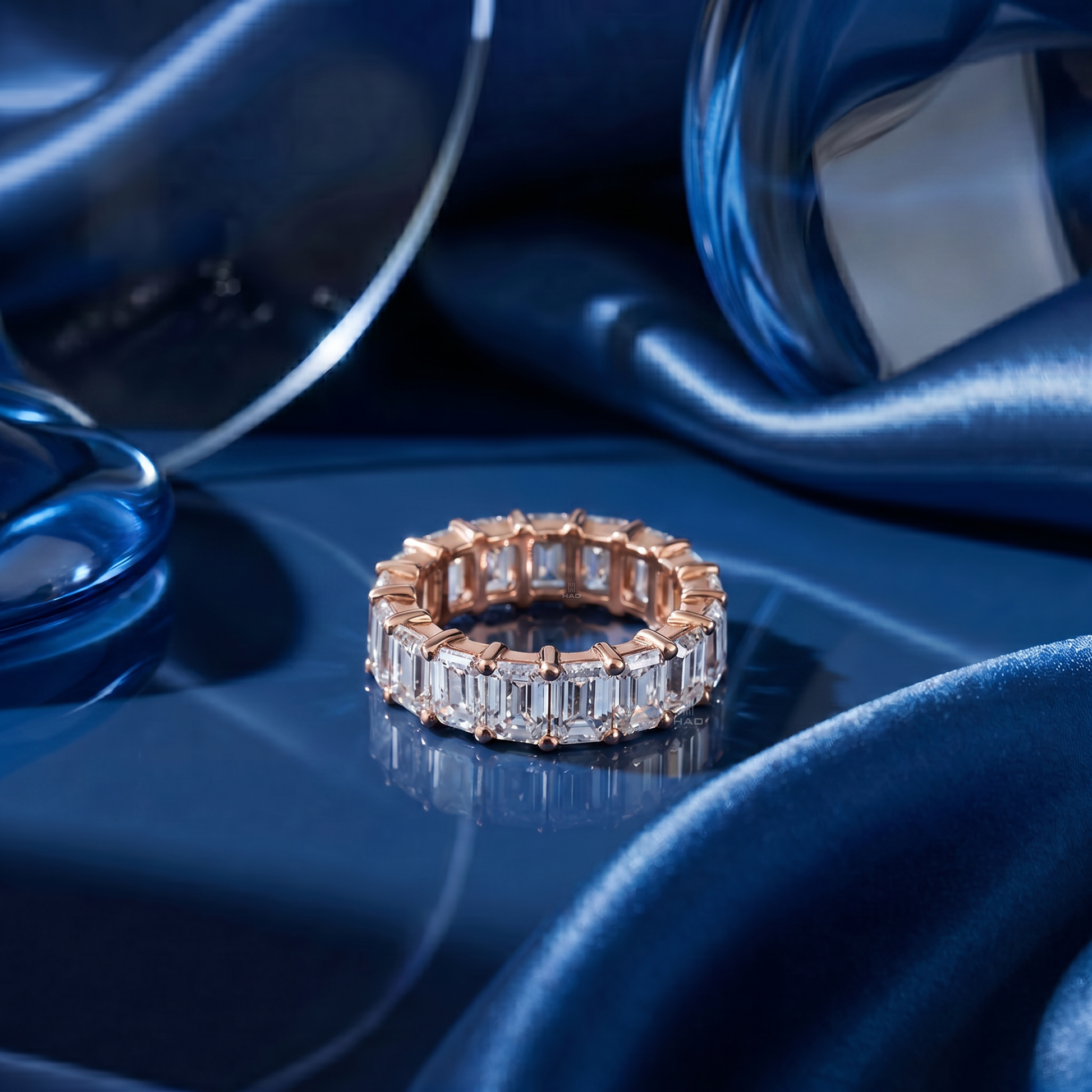 Emerald Cut Full Eternity Style Wedding Band