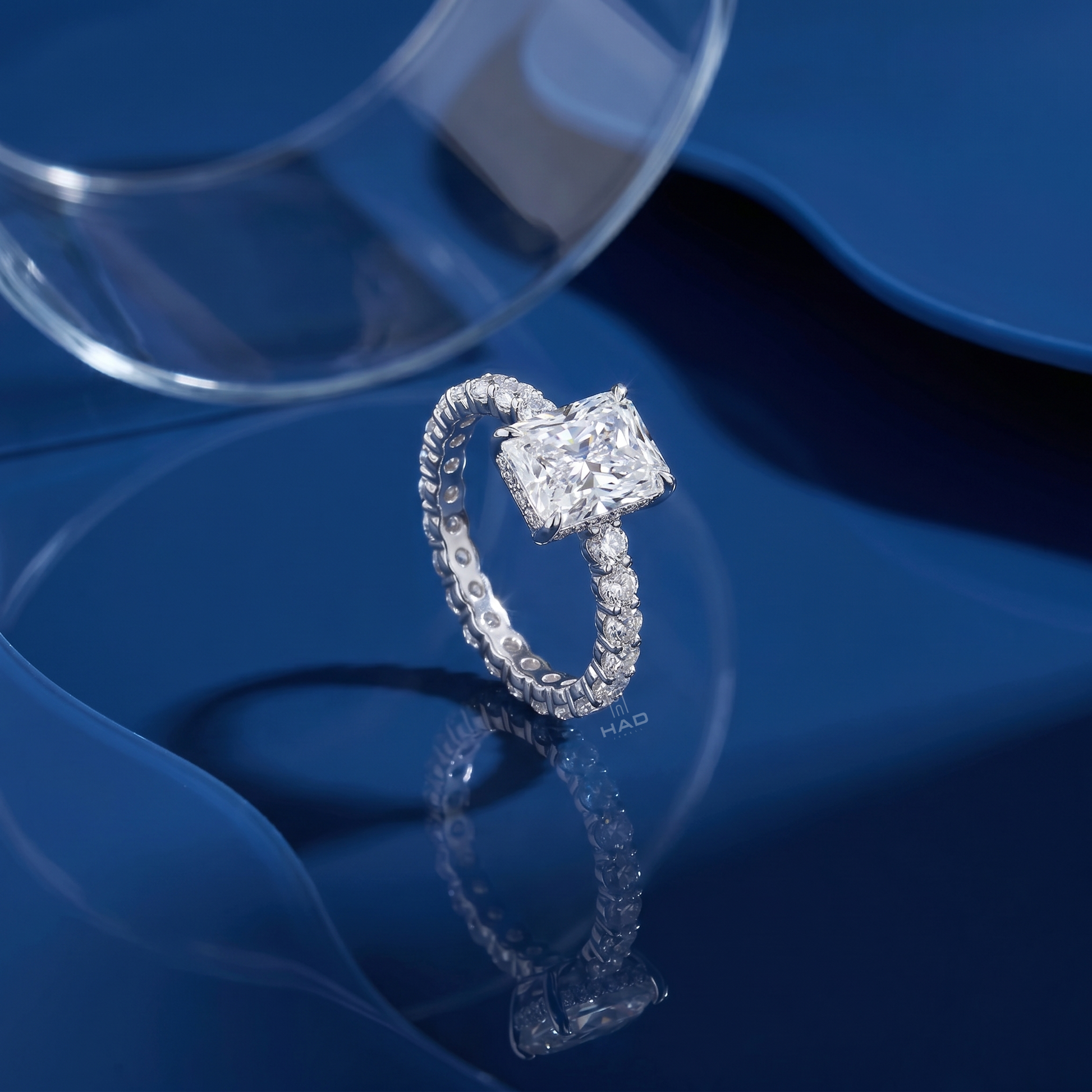 Radiant Cut Pave Style Engagement Ring