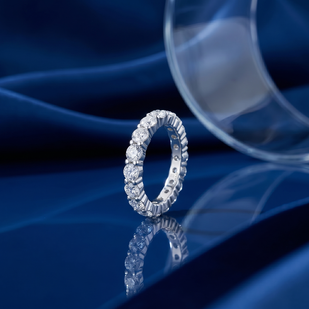 Round Cut Full Eternity Wedding Band