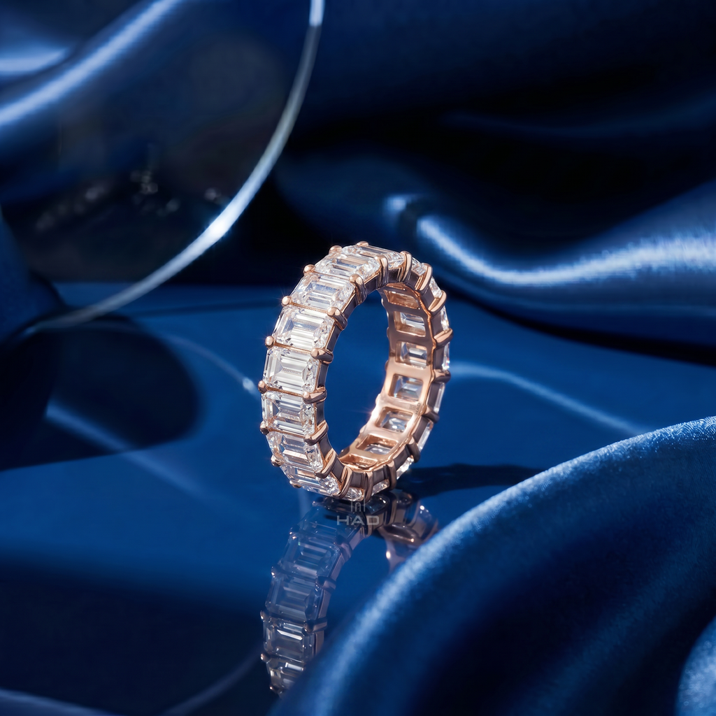 Emerald Cut Full Eternity Style Wedding Band