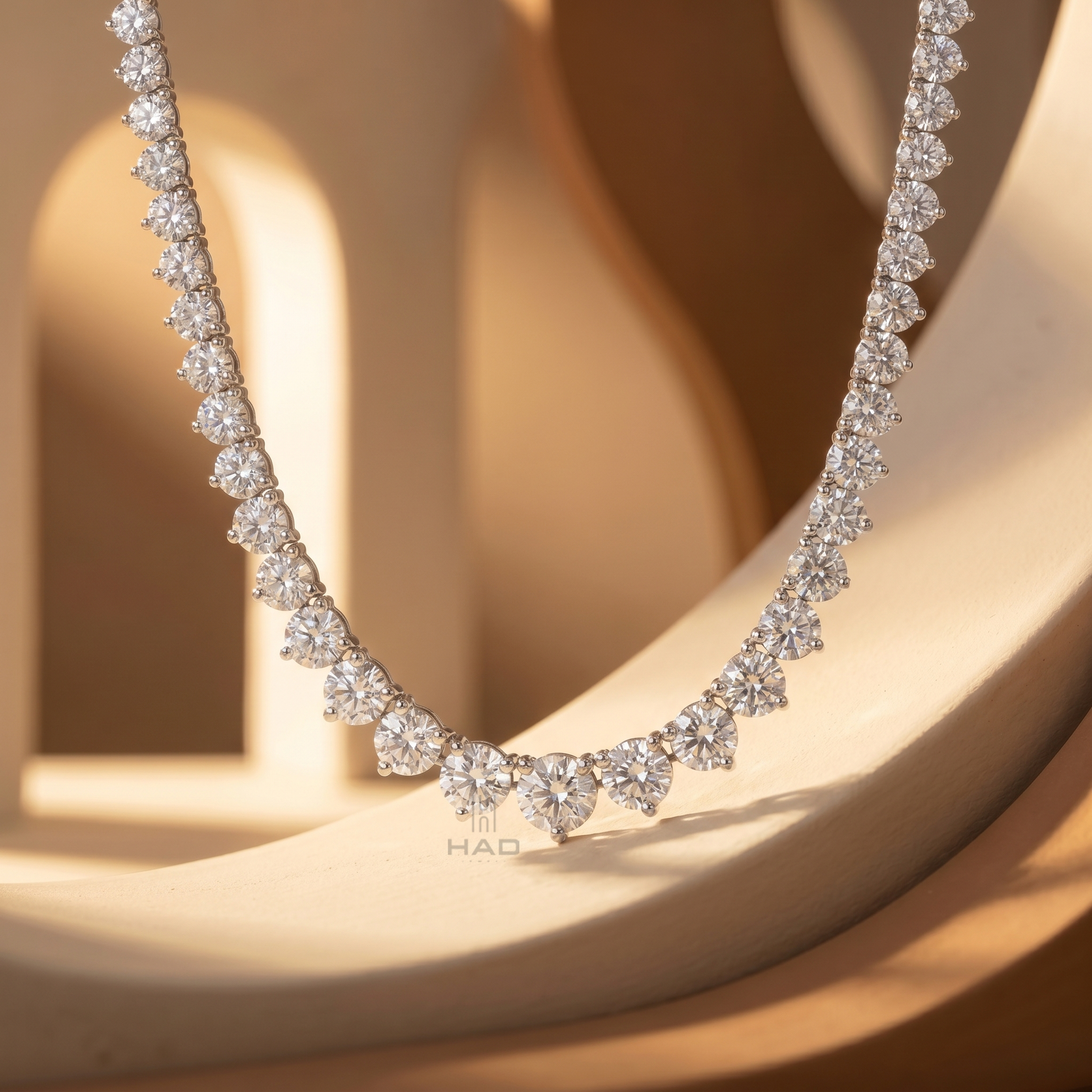 Lab Grown Diamond Round Shape Tennis Necklace