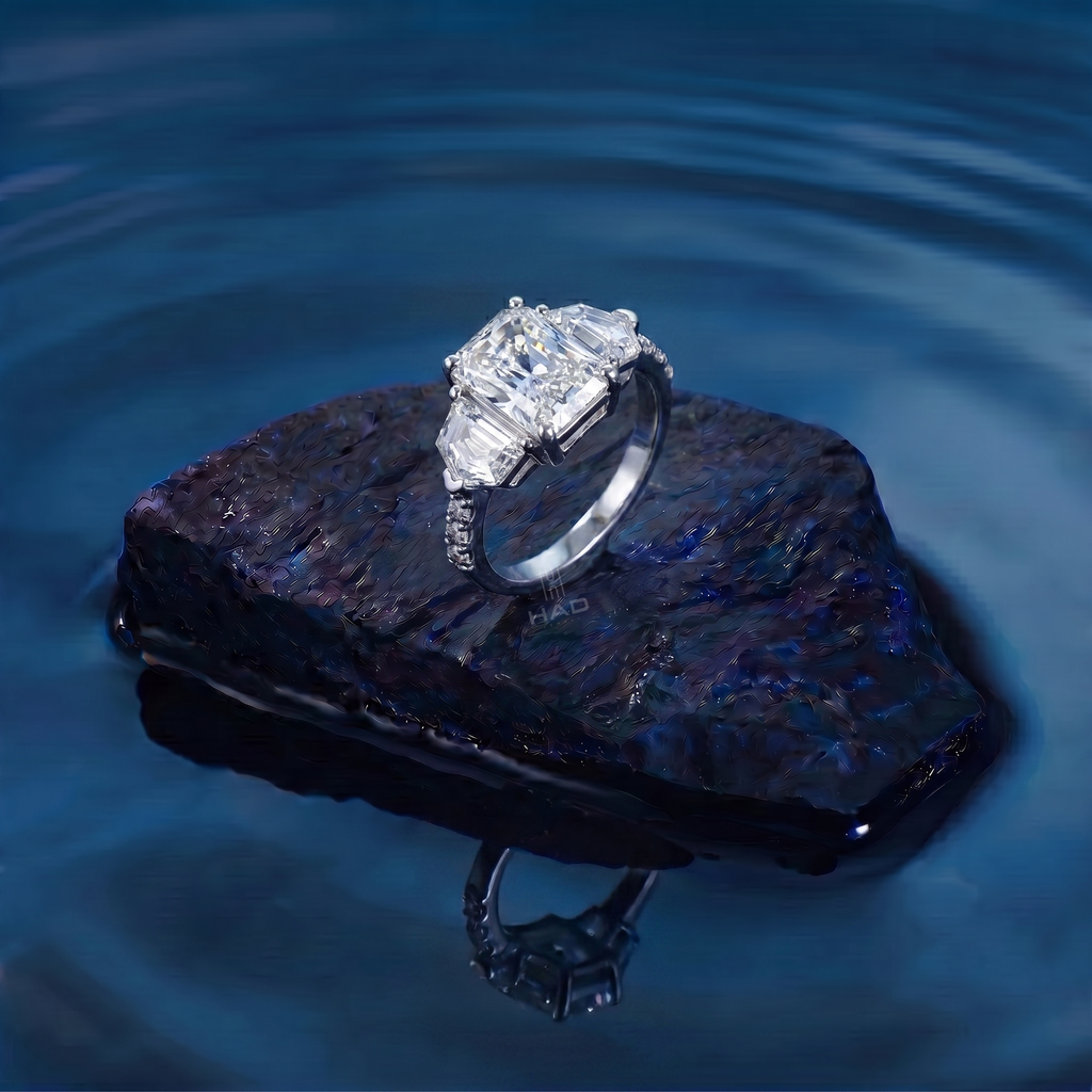 Radiant Cut Three Stone Style Engagement Ring