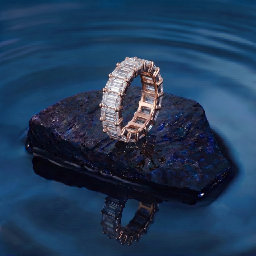 Emerald Cut Full Eternity Style Wedding Band