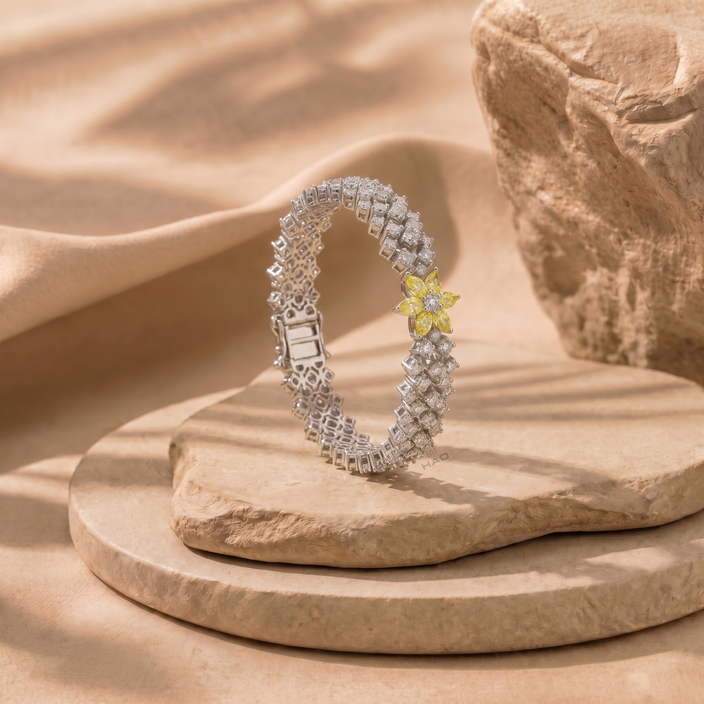 Round & Pear Cut Unique Style Bracelet