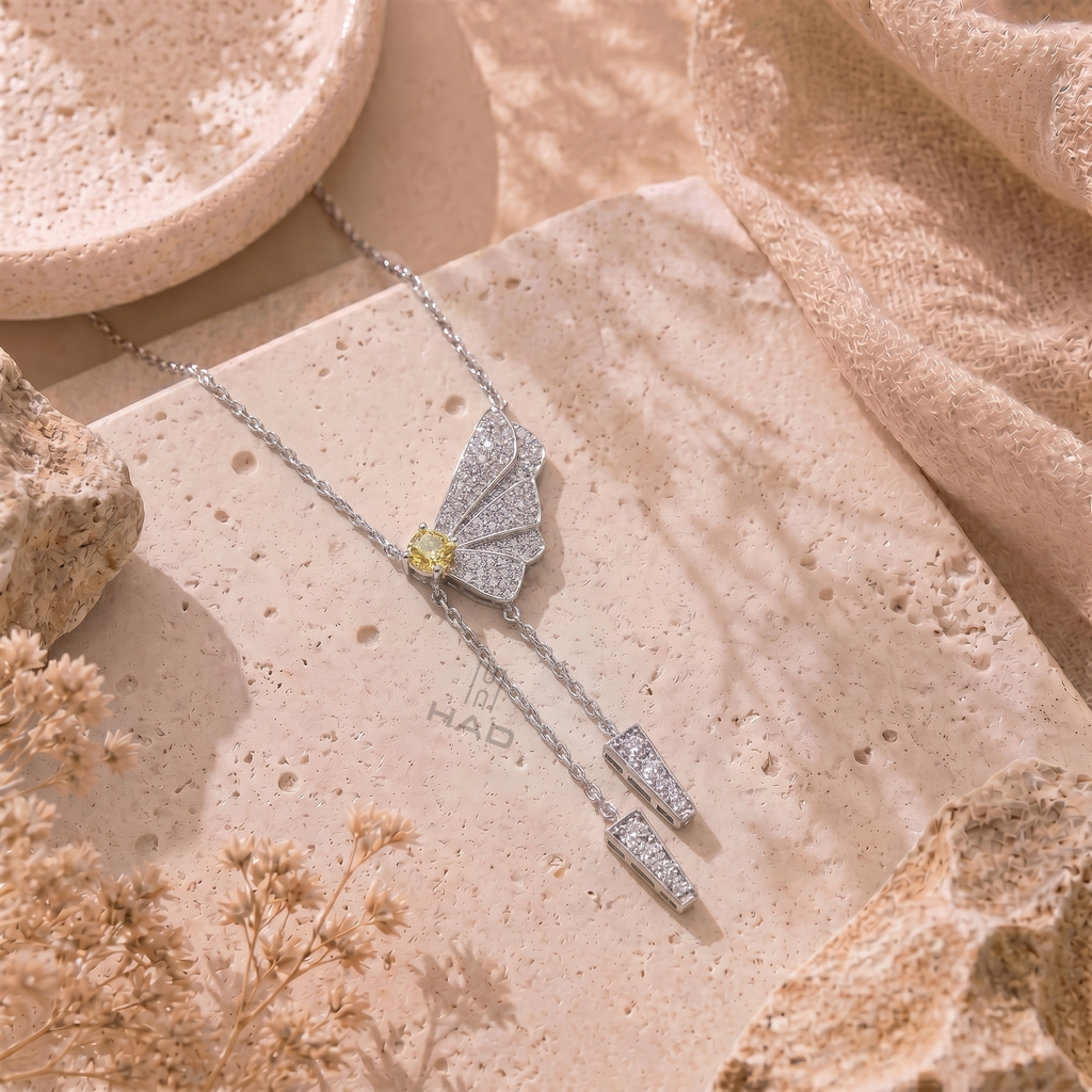Yellow Cushion Diamond Pendant with Chain Necklace