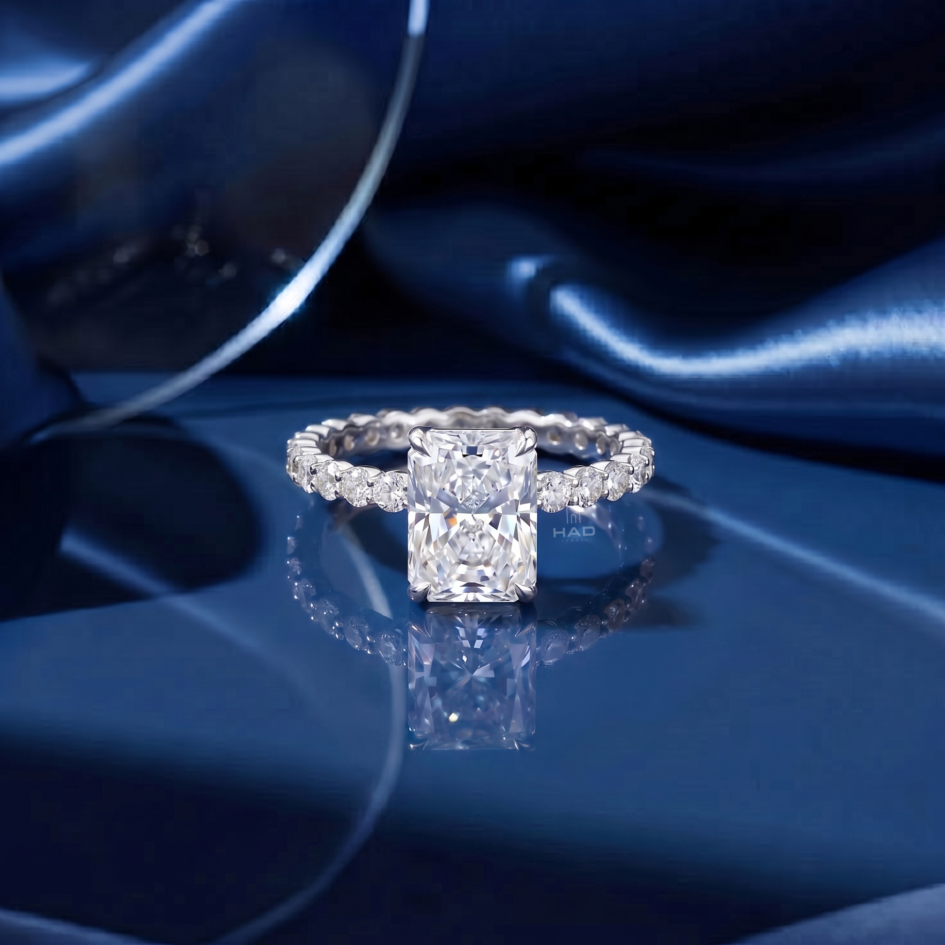 Radiant Cut Pave Style Engagement Ring