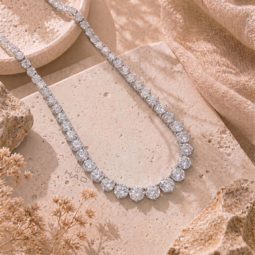 Lab Grown Diamond Round Shape Tennis Necklace